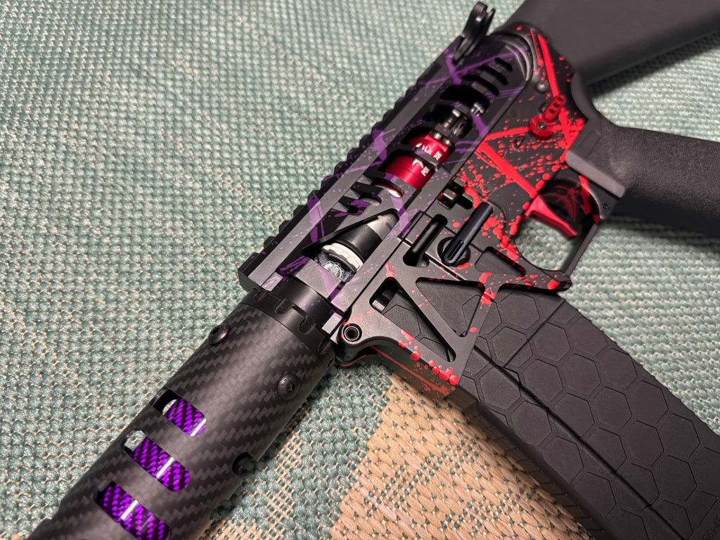 KA Tech MAC Polarstars F2 AR8 HPA M4 Stuby Type 3 Skeletonized Cerakote Splatter - KA Tech Airsoft - Polarstar F2