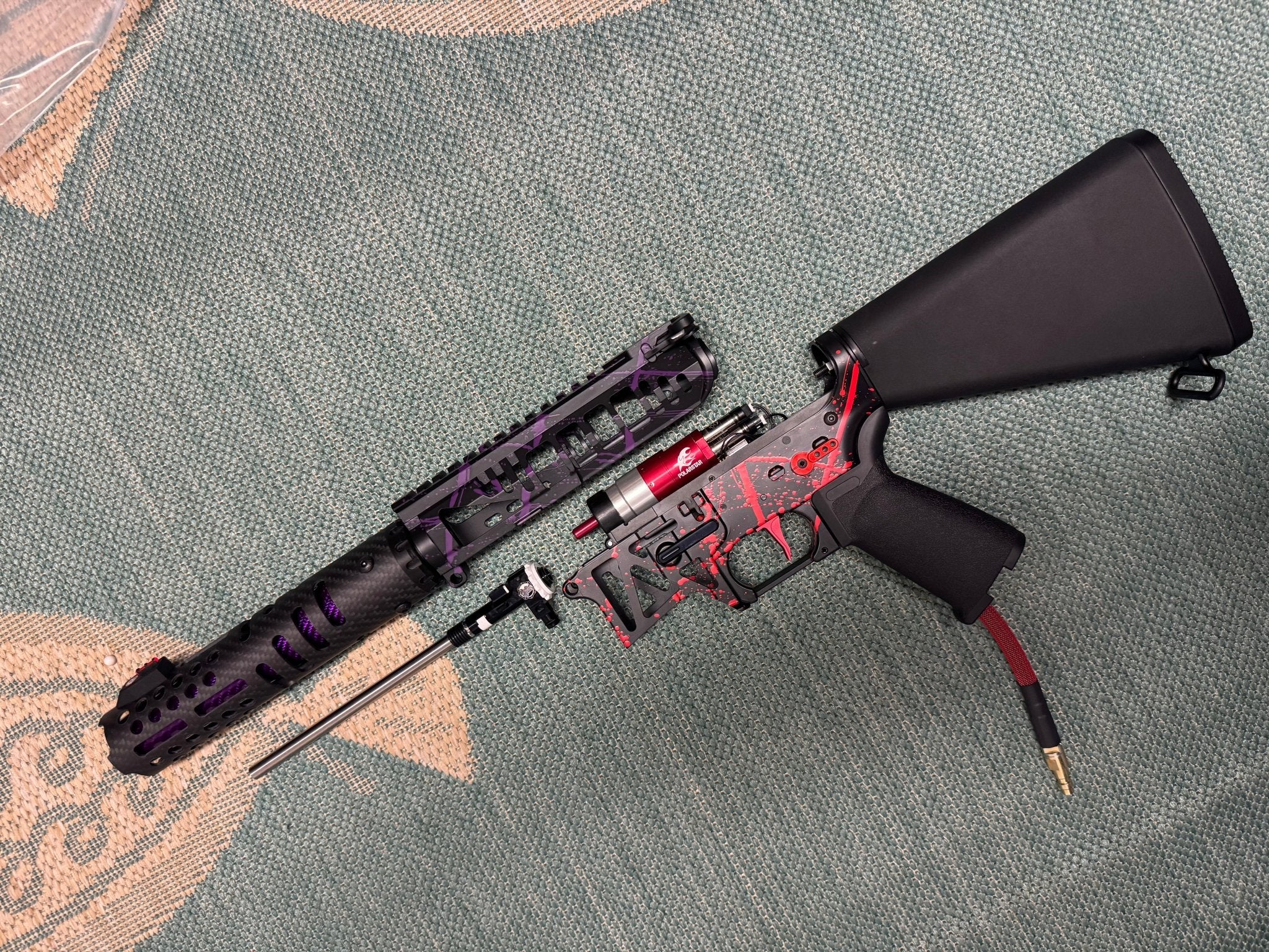 KA Tech MAC Polarstars F2 AR8 HPA M4 Stuby Type 3 Skeletonized Cerakote Splatter - KA Tech Airsoft - Polarstar F2
