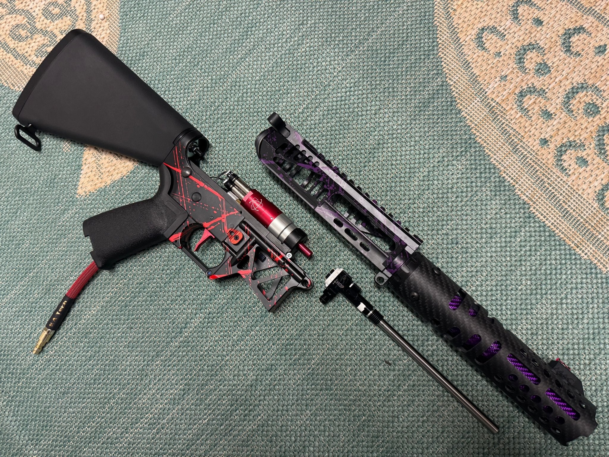 KA Tech MAC Polarstars F2 AR8 HPA M4 Stuby Type 3 Skeletonized Cerakote Splatter - KA Tech Airsoft - Polarstar F2