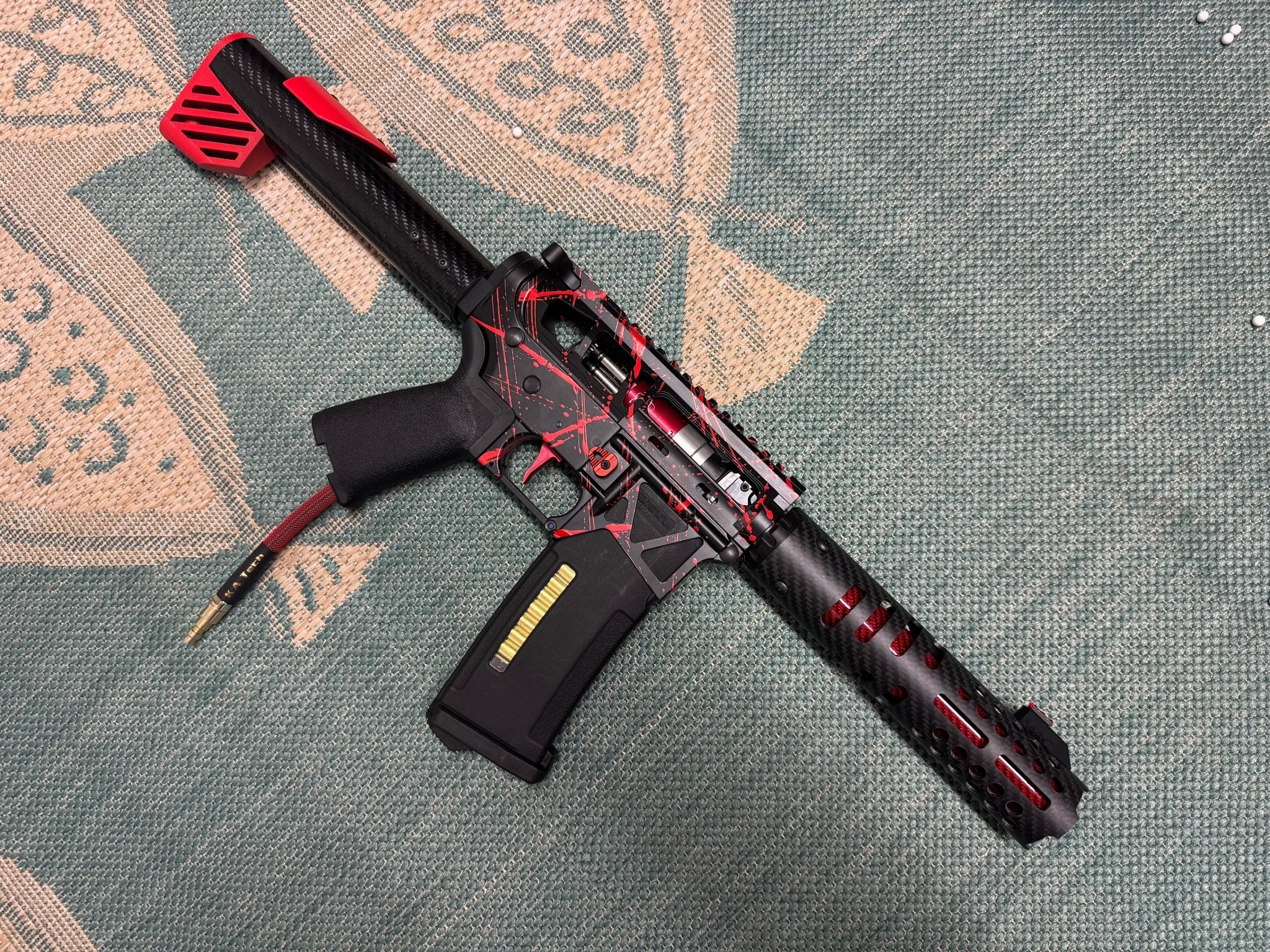 KA Tech MAC Polarstars F2 AR8 HPA M4 Carbon Type 3 Skeletonized Cerakote Splatter - KA Tech Airsoft - Polarstar F2