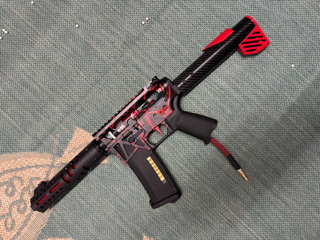KA Tech MAC Polarstars F2 AR8 HPA M4 Carbon Type 3 Skeletonized Cerakote Splatter - KA Tech Airsoft - Polarstar F2