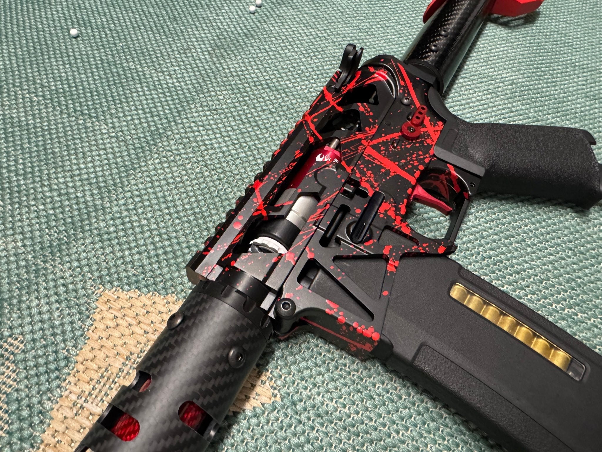 KA Tech MAC Polarstars F2 AR8 HPA M4 Carbon Type 3 Skeletonized Cerakote Splatter - KA Tech Airsoft - Polarstar F2