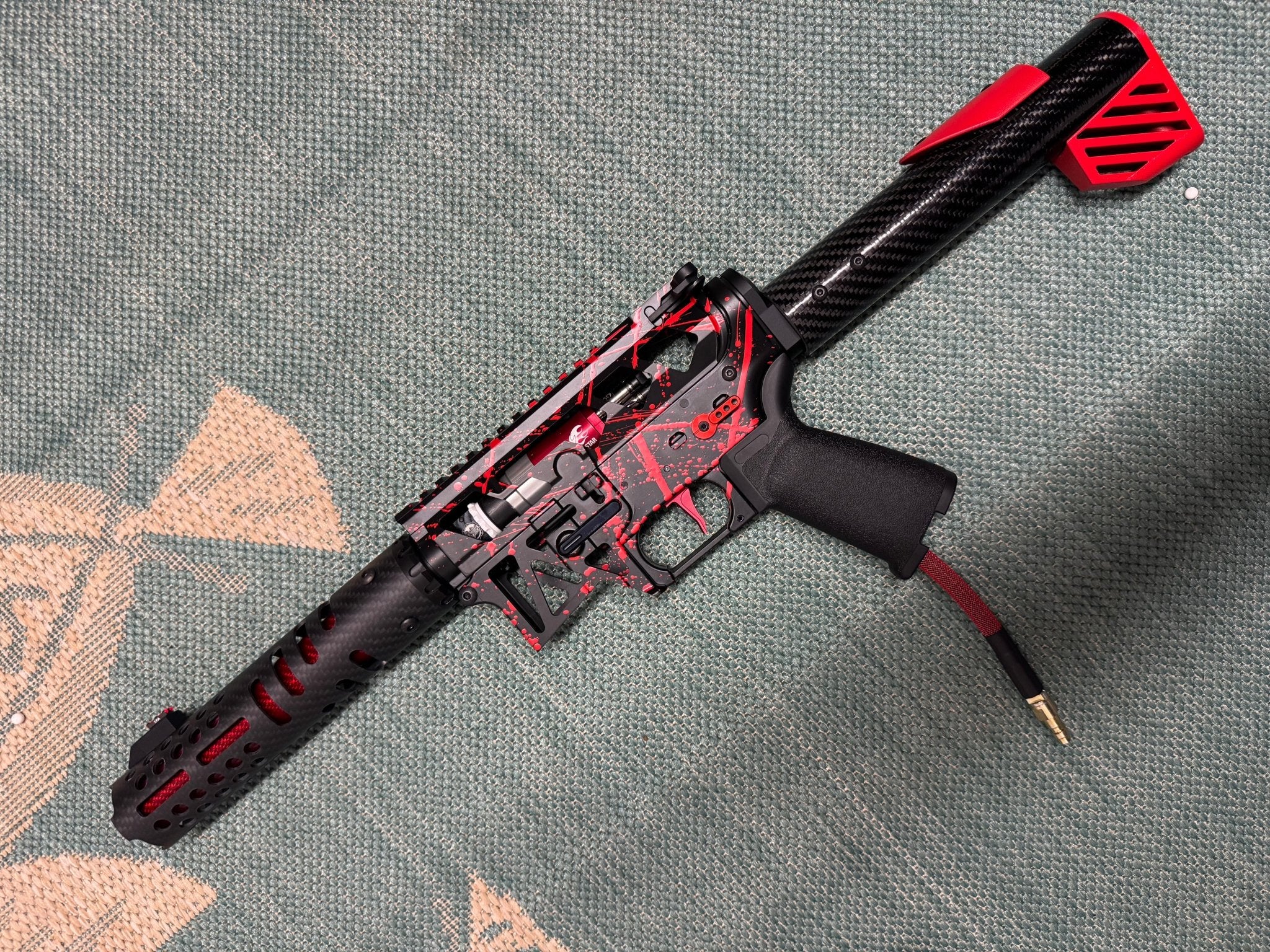 KA Tech MAC Polarstars F2 AR8 HPA M4 Carbon Type 3 Skeletonized Cerakote Splatter - KA Tech Airsoft - Polarstar F2