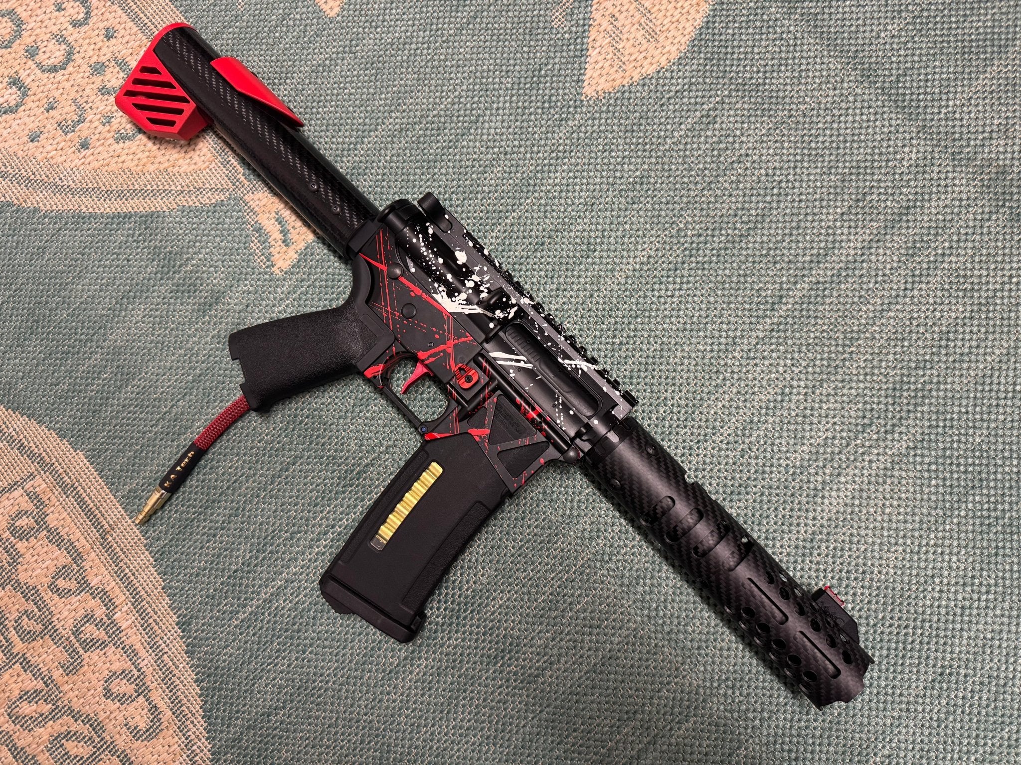 KA Tech MAC Polarstars F2 AR8 HPA M4 Carbon Type 3 Skeletonized Cerakote Splatter - KA Tech Airsoft - Polarstar F2