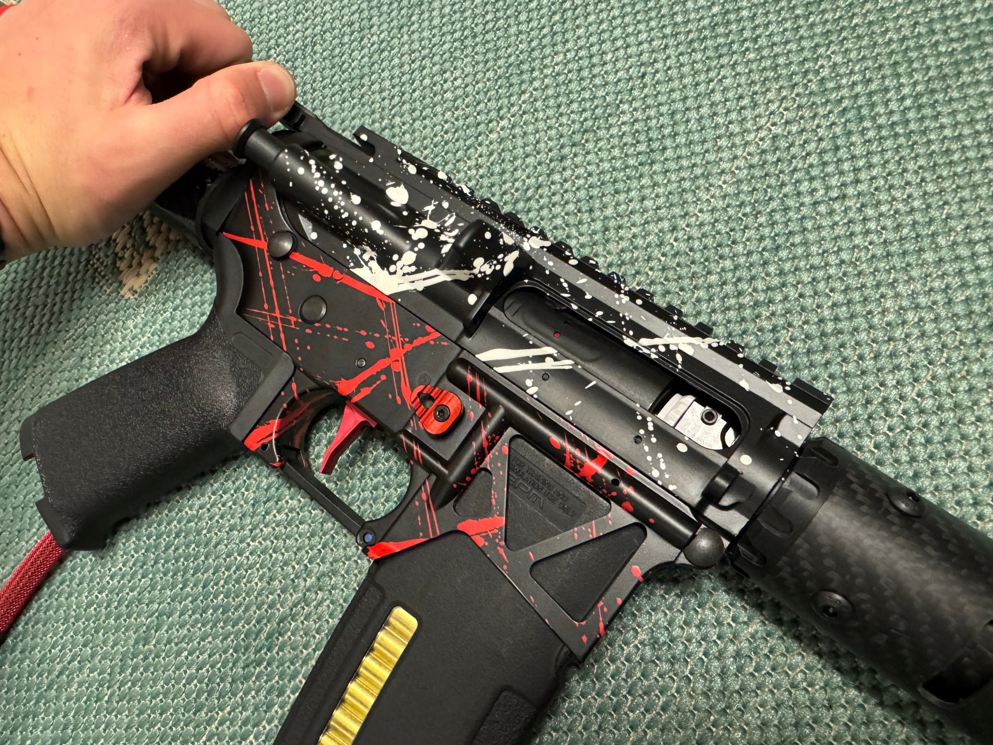 KA Tech MAC Polarstars F2 AR8 HPA M4 Carbon Type 3 Skeletonized Cerakote Splatter - KA Tech Airsoft - Polarstar F2