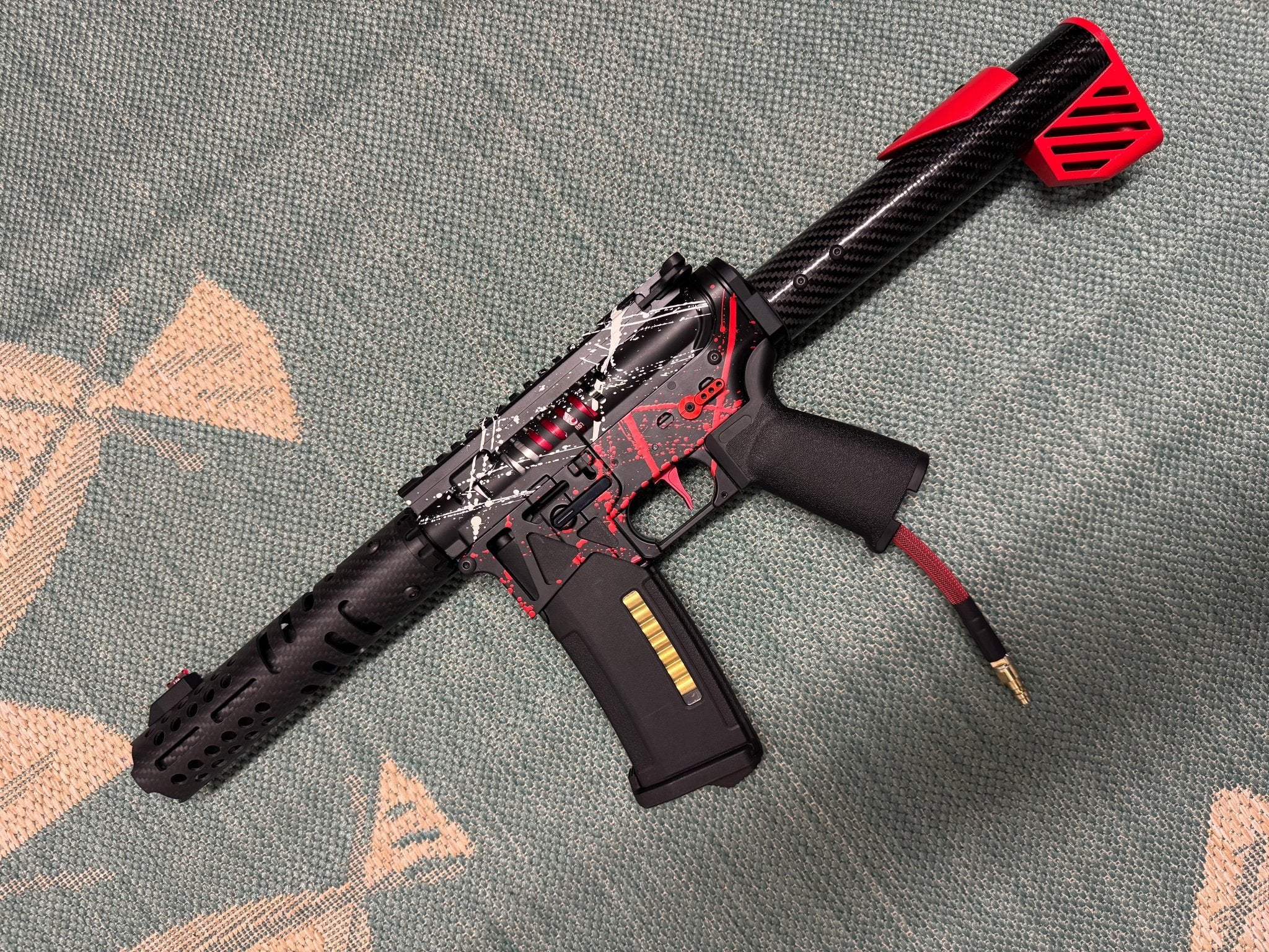 KA Tech MAC Polarstars F2 AR8 HPA M4 Carbon Type 3 Skeletonized Cerakote Splatter - KA Tech Airsoft - Polarstar F2