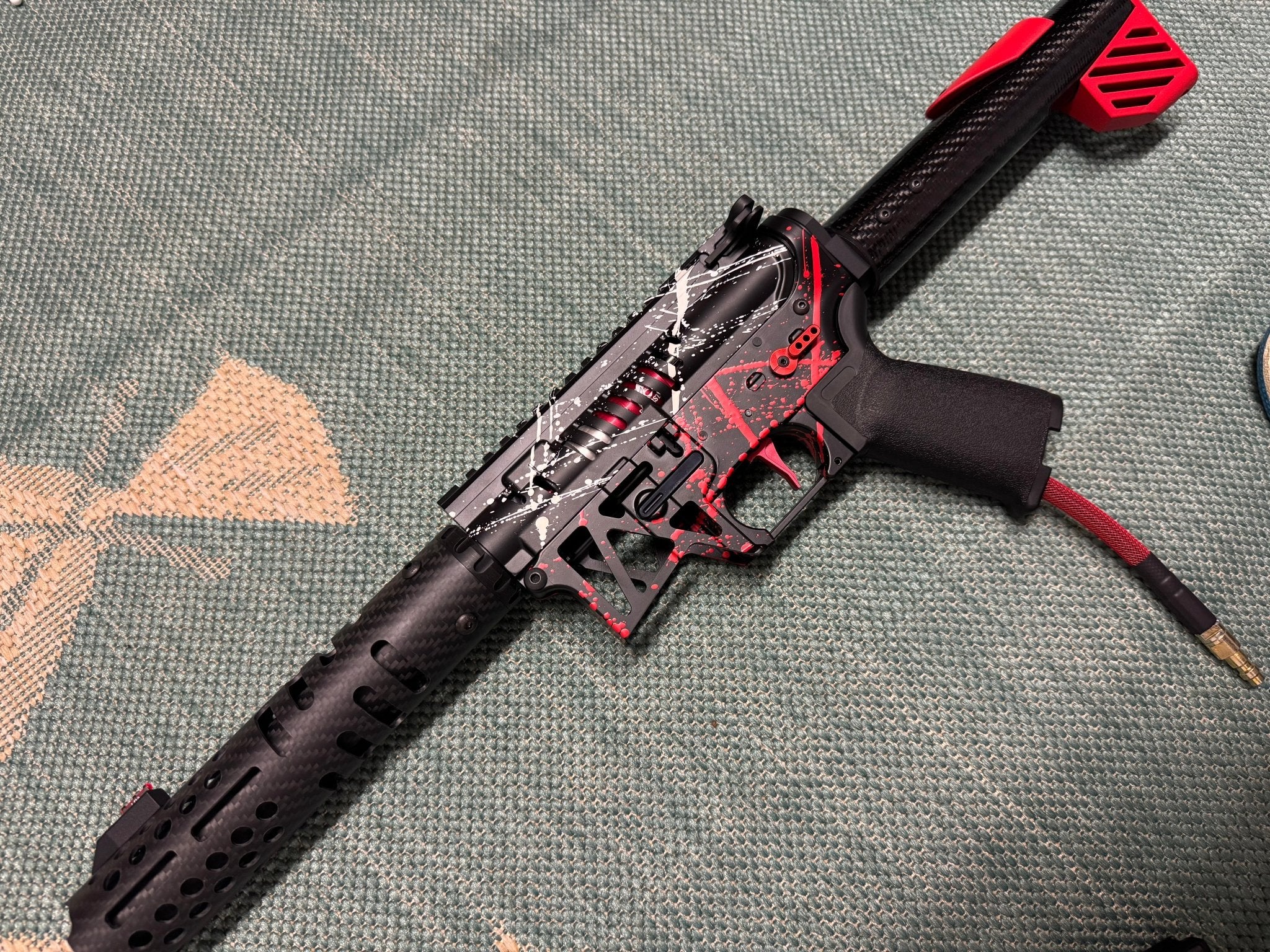 KA Tech MAC Polarstars F2 AR8 HPA M4 Carbon Type 3 Skeletonized Cerakote Splatter - KA Tech Airsoft - Polarstar F2
