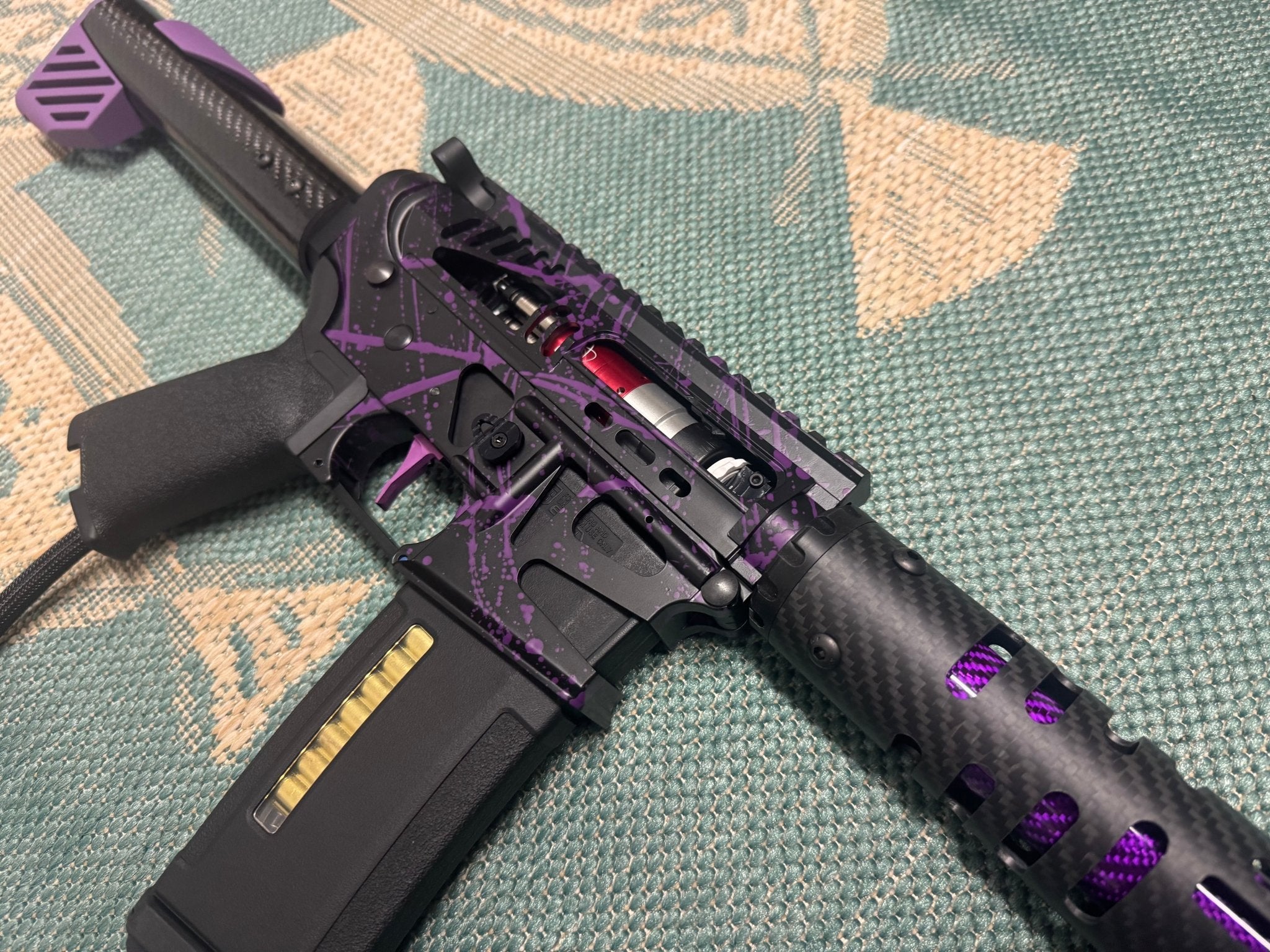 KA Tech MAC Polarstars F2 AR8 HPA M4 Carbon Type 5 Skeletonized Cerakote Splatter - KA Tech Airsoft - Polarstar F2