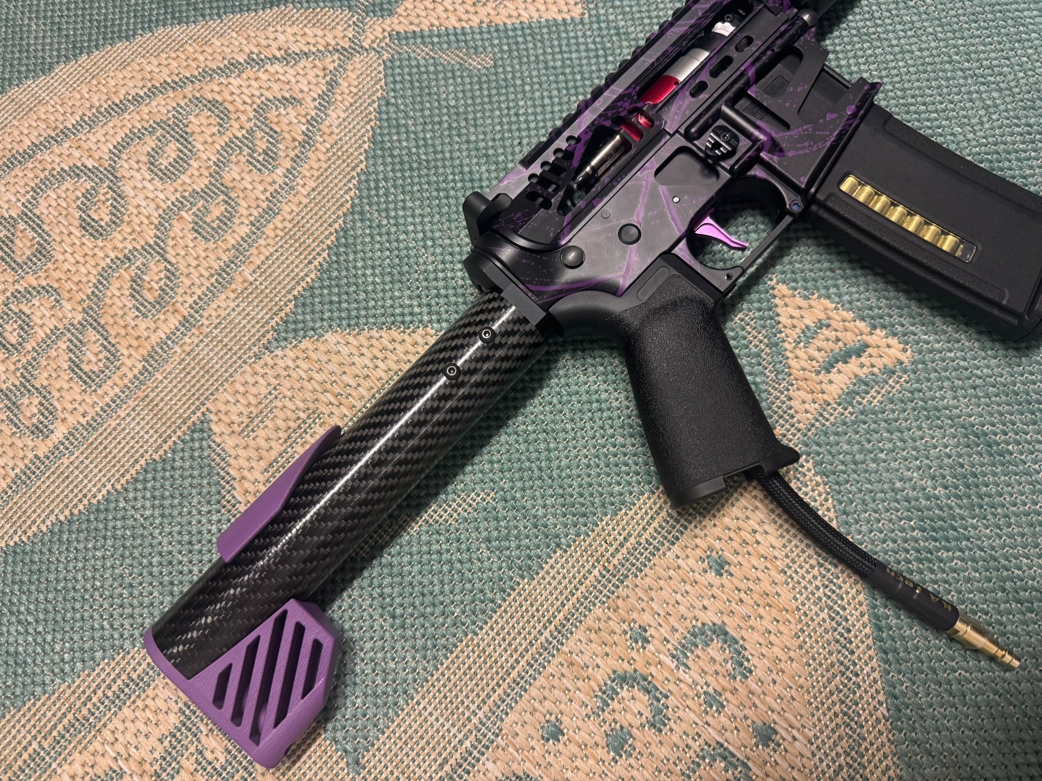 KA Tech MAC Polarstars F2 AR8 HPA M4 Carbon Type 5 Skeletonized Cerakote Splatter - KA Tech Airsoft - Polarstar F2