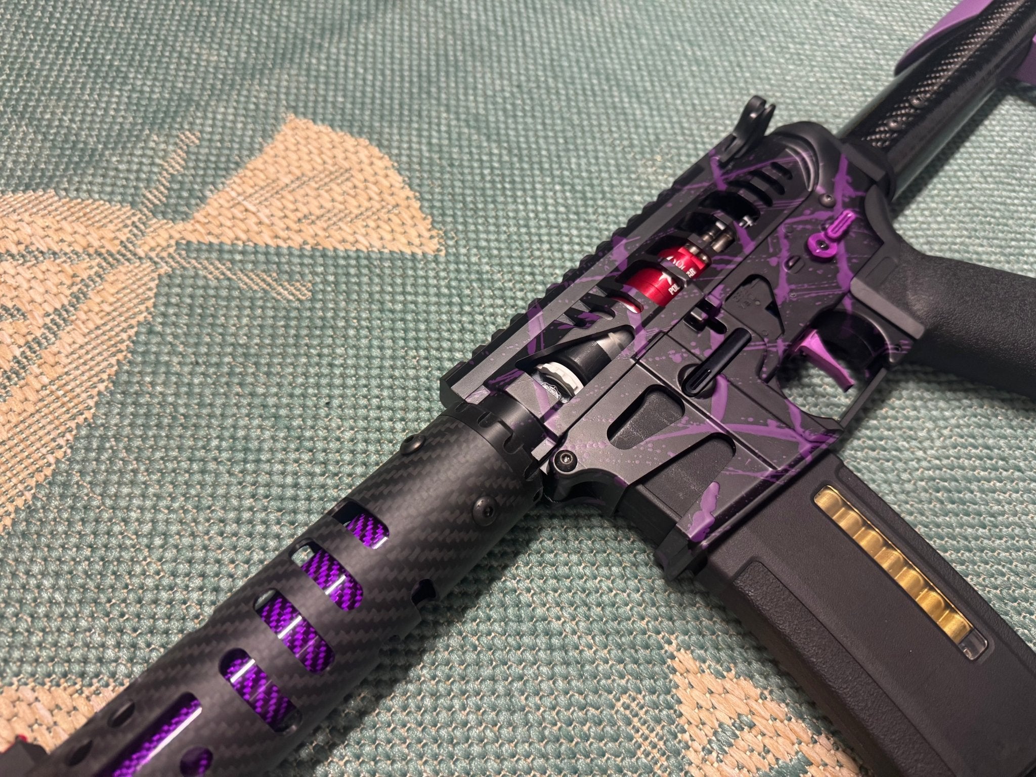 KA Tech MAC Polarstars F2 AR8 HPA M4 Carbon Type 5 Skeletonized Cerakote Splatter - KA Tech Airsoft - Polarstar F2