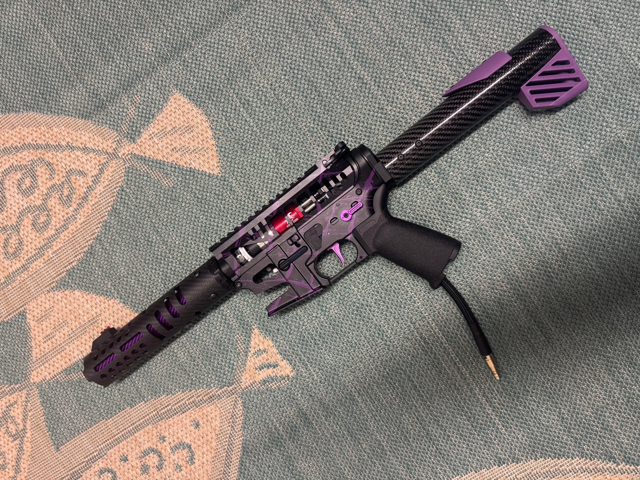 KA Tech MAC Polarstars F2 AR8 HPA M4 Carbon Type 5 Skeletonized Cerakote Splatter - KA Tech Airsoft - Polarstar F2