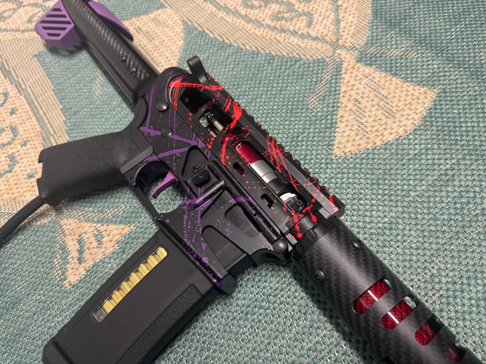 KA Tech MAC Polarstars F2 AR8 HPA M4 Carbon Type 5 Skeletonized Cerakote Splatter - KA Tech Airsoft - Polarstar F2