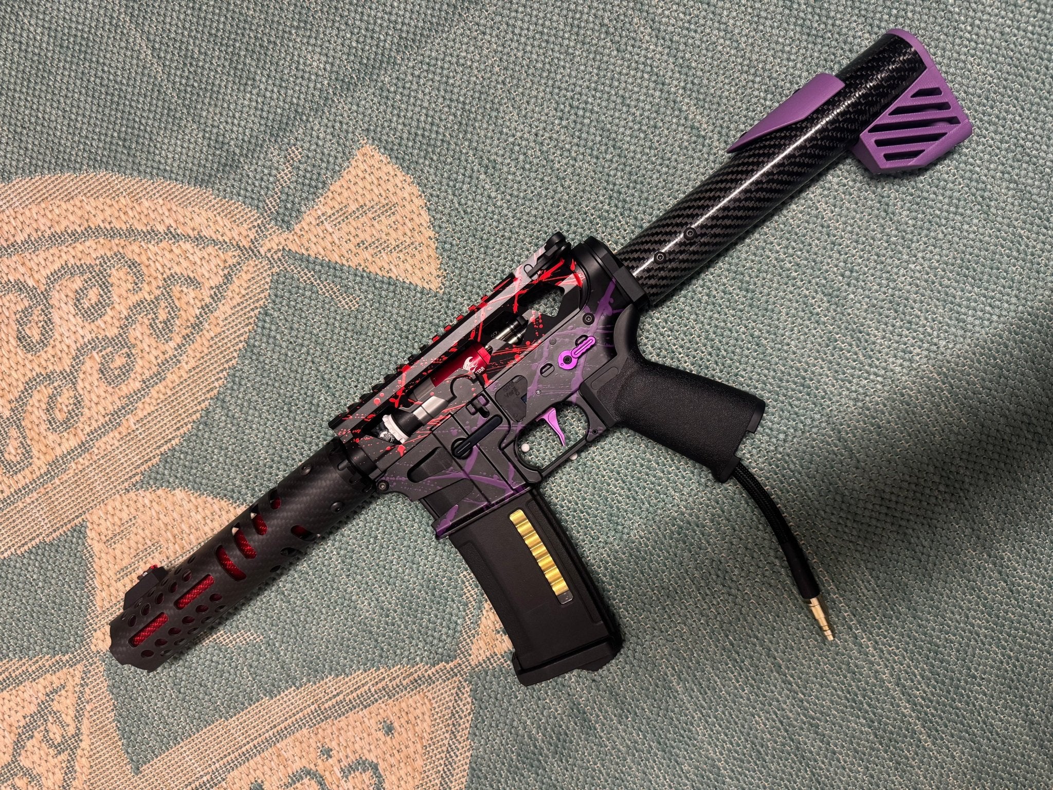 KA Tech MAC Polarstars F2 AR8 HPA M4 Carbon Type 5 Skeletonized Cerakote Splatter - KA Tech Airsoft - Polarstar F2