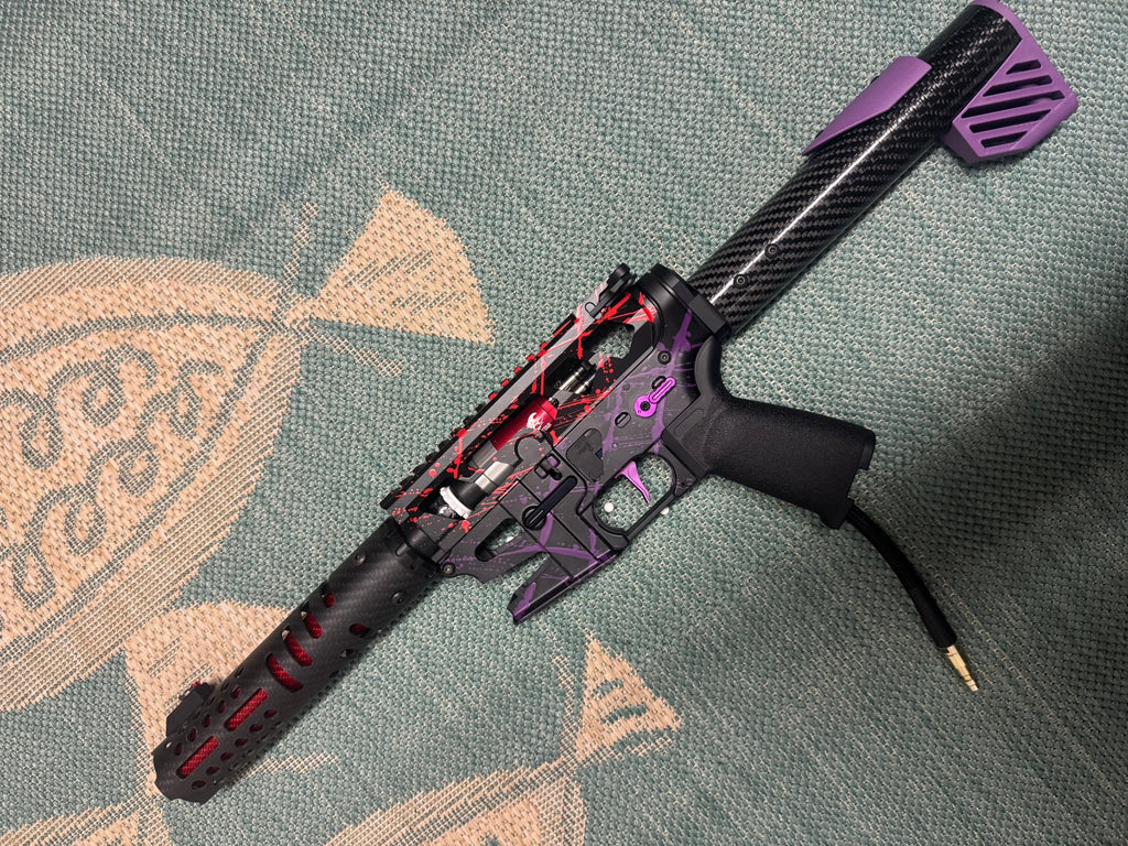 KA Tech MAC Polarstars F2 AR8 HPA M4 Carbon Type 5 Skeletonized Cerakote Splatter - KA Tech Airsoft - Polarstar F2