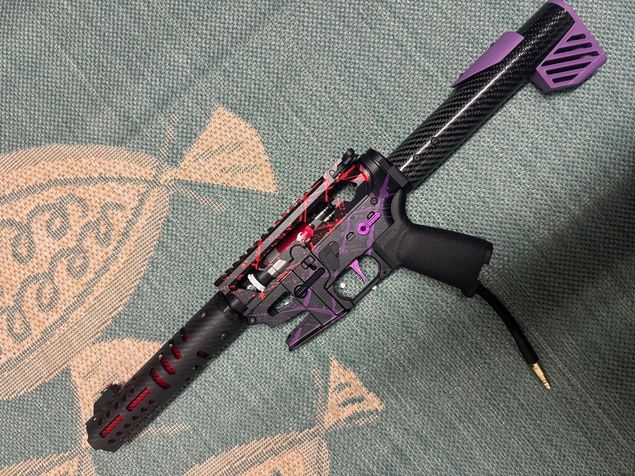 KA Tech MAC Polarstars F2 AR8 HPA M4 Carbon Type 5 Skeletonized Cerakote Splatter - KA Tech Airsoft - Polarstar F2
