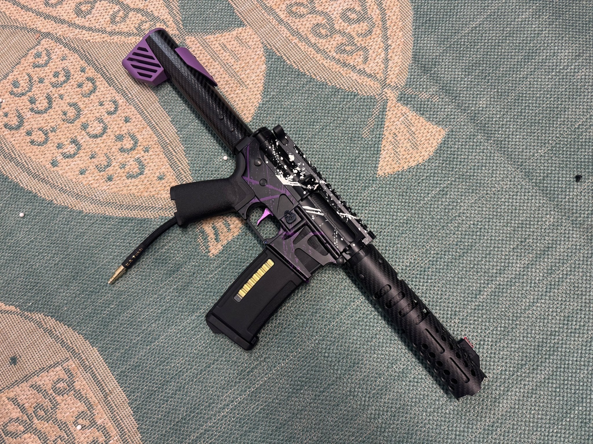 KA Tech MAC Polarstars F2 AR8 HPA M4 Carbon Type 5 Skeletonized Cerakote Splatter - KA Tech Airsoft - Polarstar F2