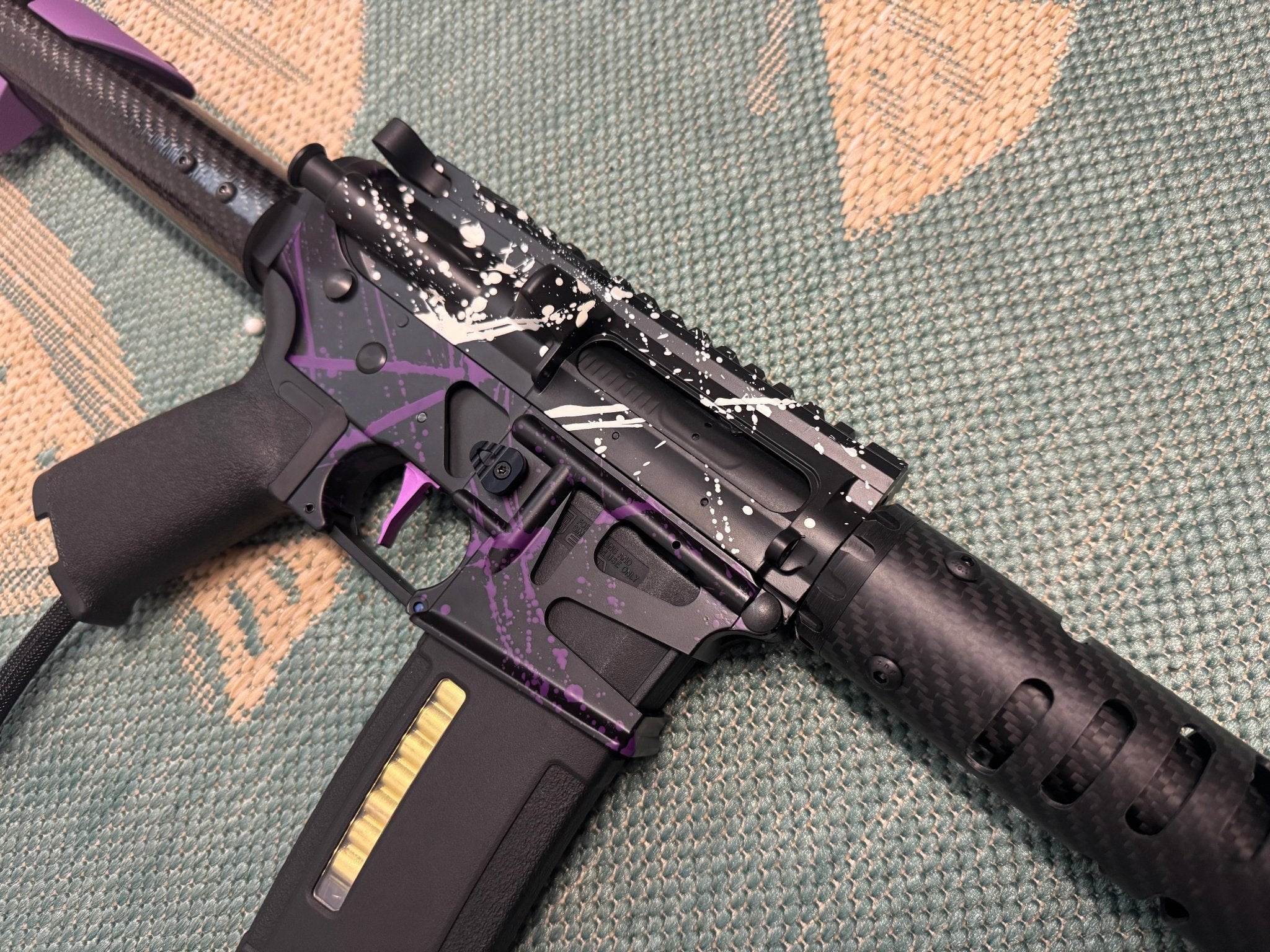 KA Tech MAC Polarstars F2 AR8 HPA M4 Carbon Type 5 Skeletonized Cerakote Splatter - KA Tech Airsoft - Polarstar F2