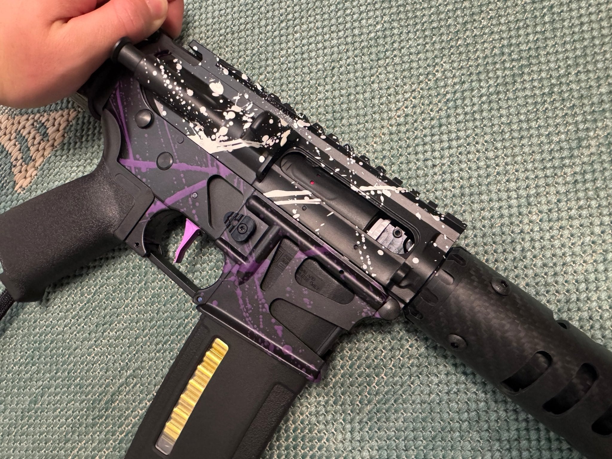KA Tech MAC Polarstars F2 AR8 HPA M4 Carbon Type 5 Skeletonized Cerakote Splatter - KA Tech Airsoft - Polarstar F2