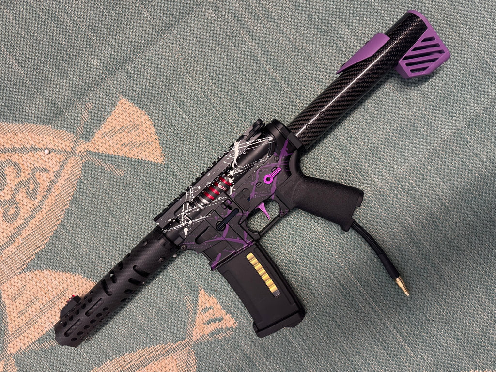 KA Tech MAC Polarstars F2 AR8 HPA M4 Carbon Type 5 Skeletonized Cerakote Splatter - KA Tech Airsoft - Polarstar F2