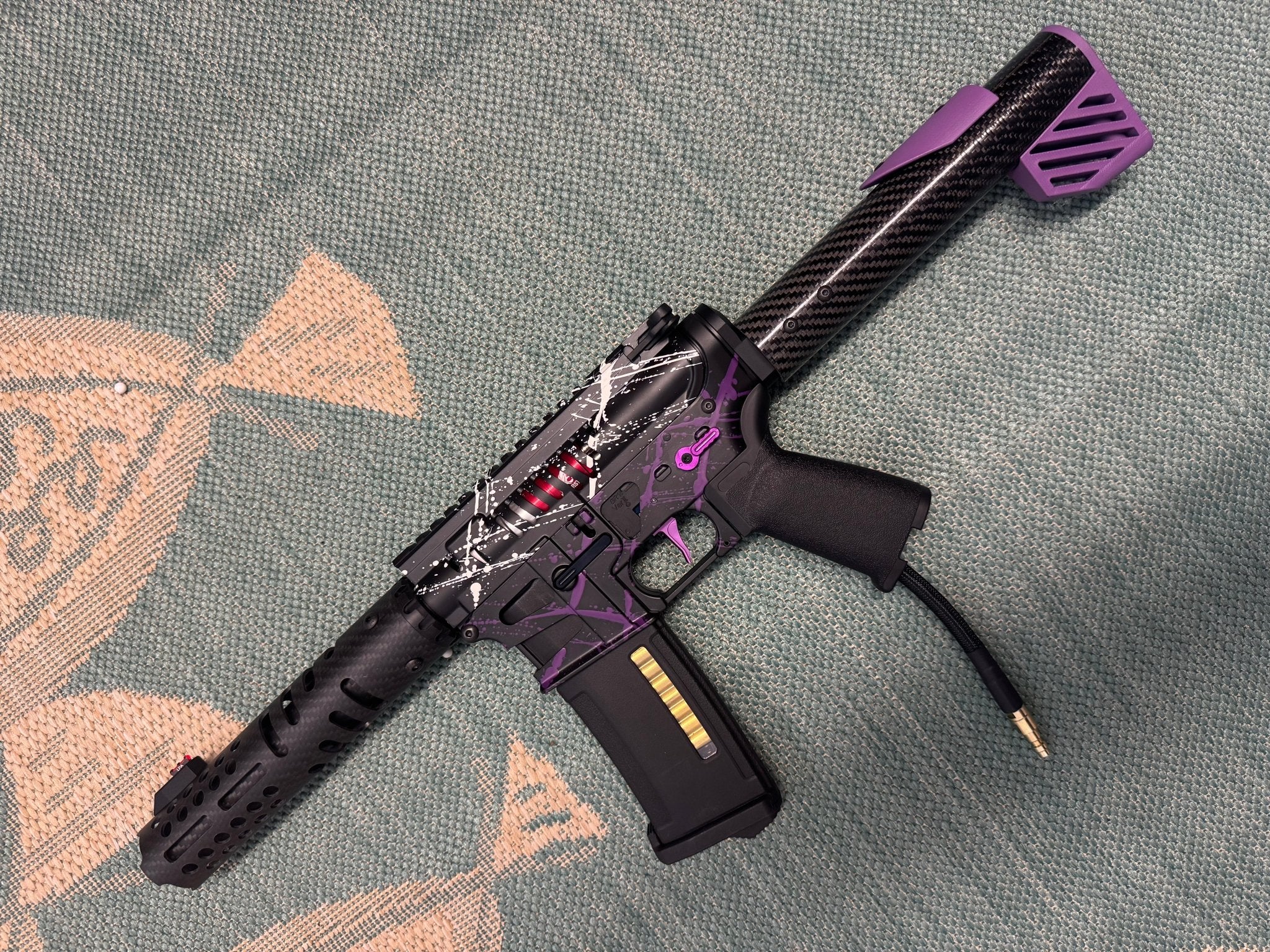 KA Tech MAC Polarstars F2 AR8 HPA M4 Carbon Type 5 Skeletonized Cerakote Splatter - KA Tech Airsoft - Polarstar F2