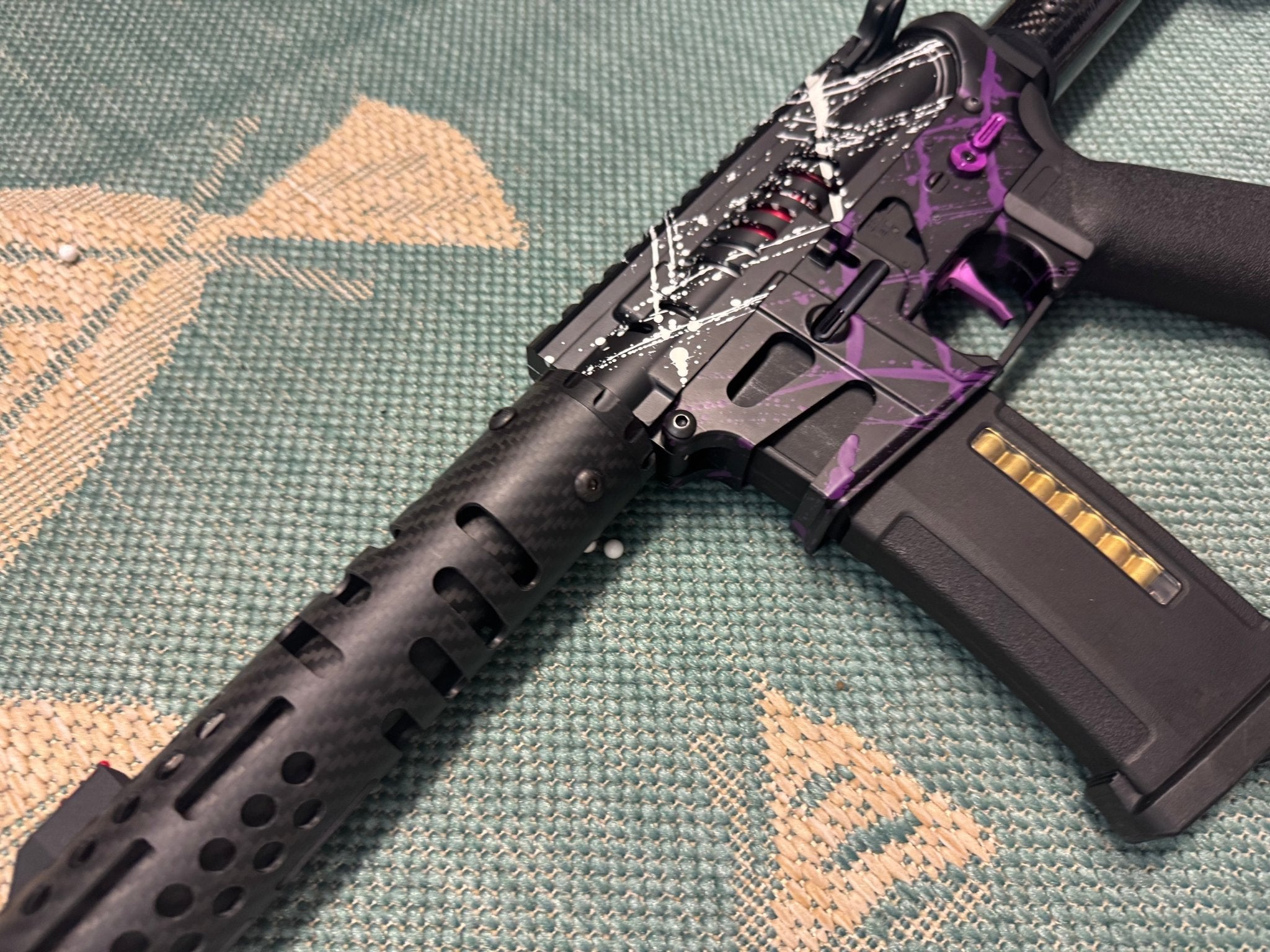 KA Tech MAC Polarstars F2 AR8 HPA M4 Carbon Type 5 Skeletonized Cerakote Splatter - KA Tech Airsoft - Polarstar F2