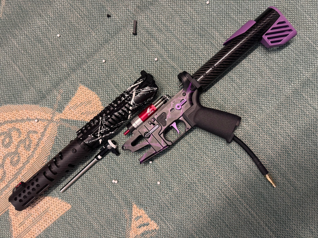KA Tech MAC Polarstars F2 AR8 HPA M4 Carbon Type 5 Skeletonized Cerakote Splatter - KA Tech Airsoft - Polarstar F2