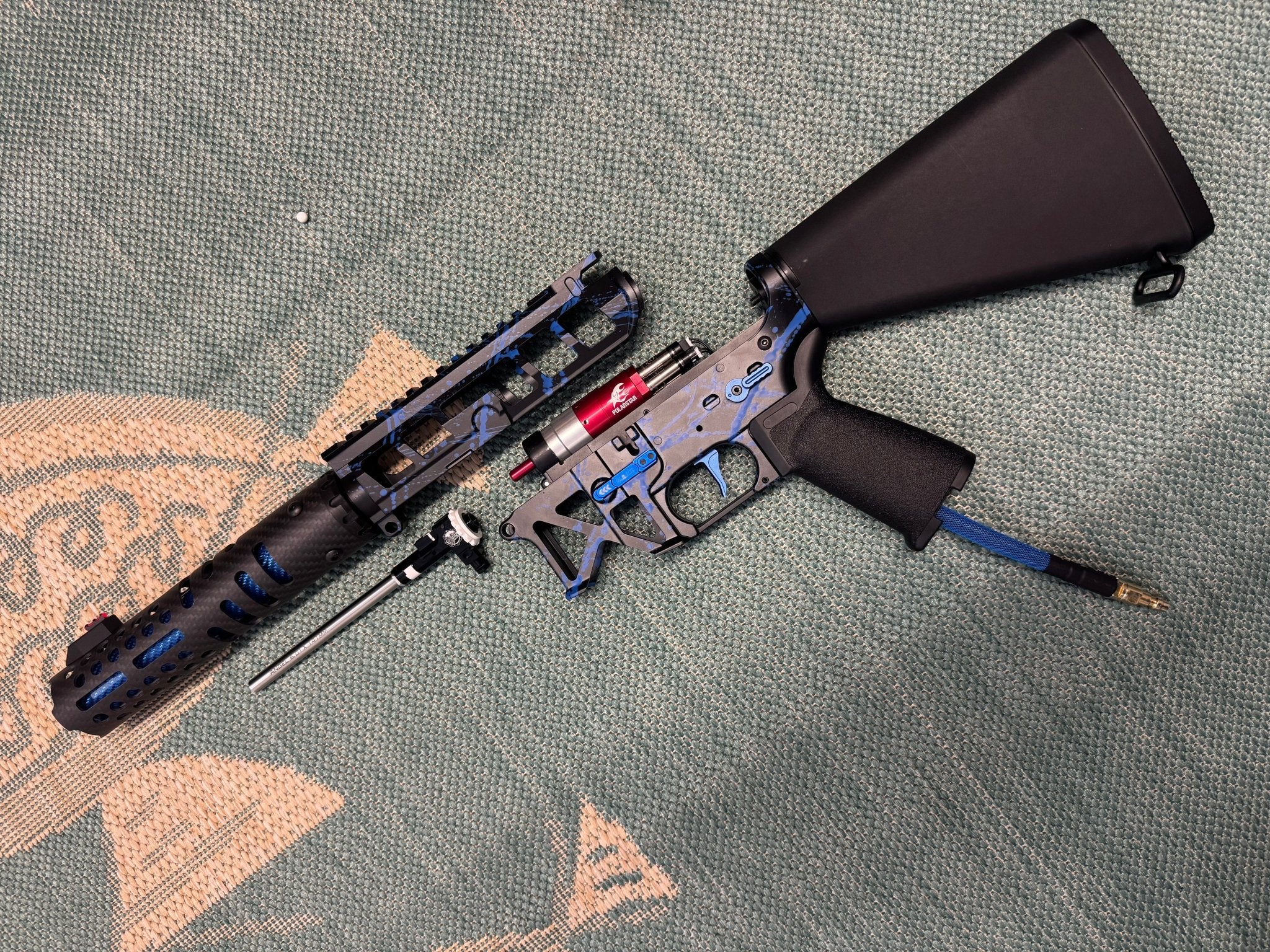 KA Tech MAC Polarstars F2 AR8 HPA M4 Stuby Type 2 Skeletonized Cerakote Splatter - KA Tech Airsoft - Polarstar F2