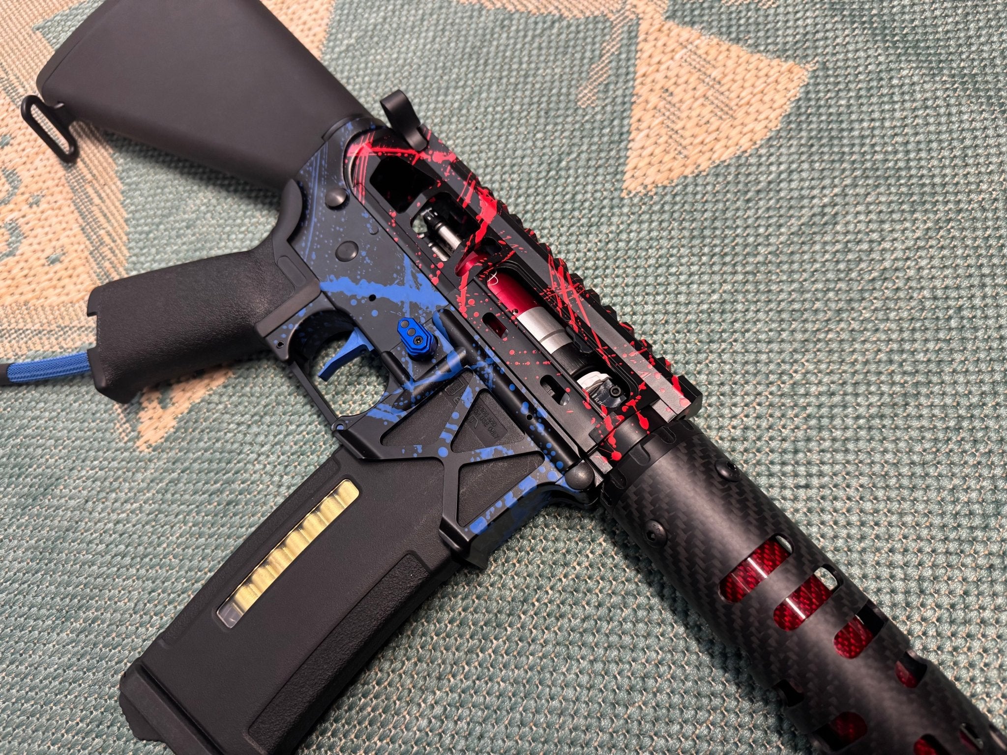 KA Tech MAC Polarstars F2 AR8 HPA M4 Stuby Type 2 Skeletonized Cerakote Splatter - KA Tech Airsoft - Polarstar F2