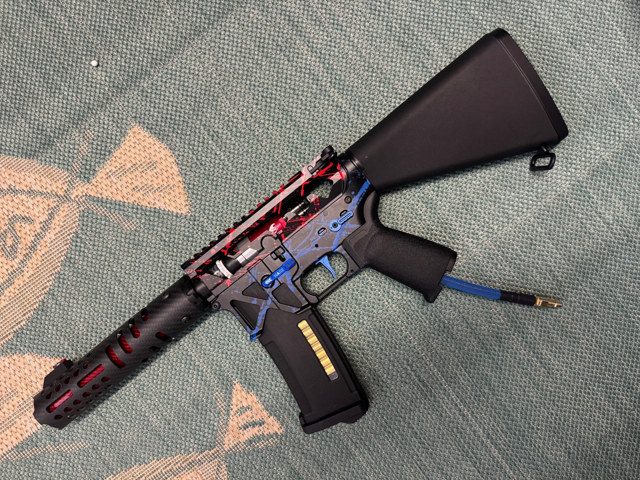 KA Tech MAC Polarstars F2 AR8 HPA M4 Stuby Type 2 Skeletonized Cerakote Splatter - KA Tech Airsoft - Polarstar F2