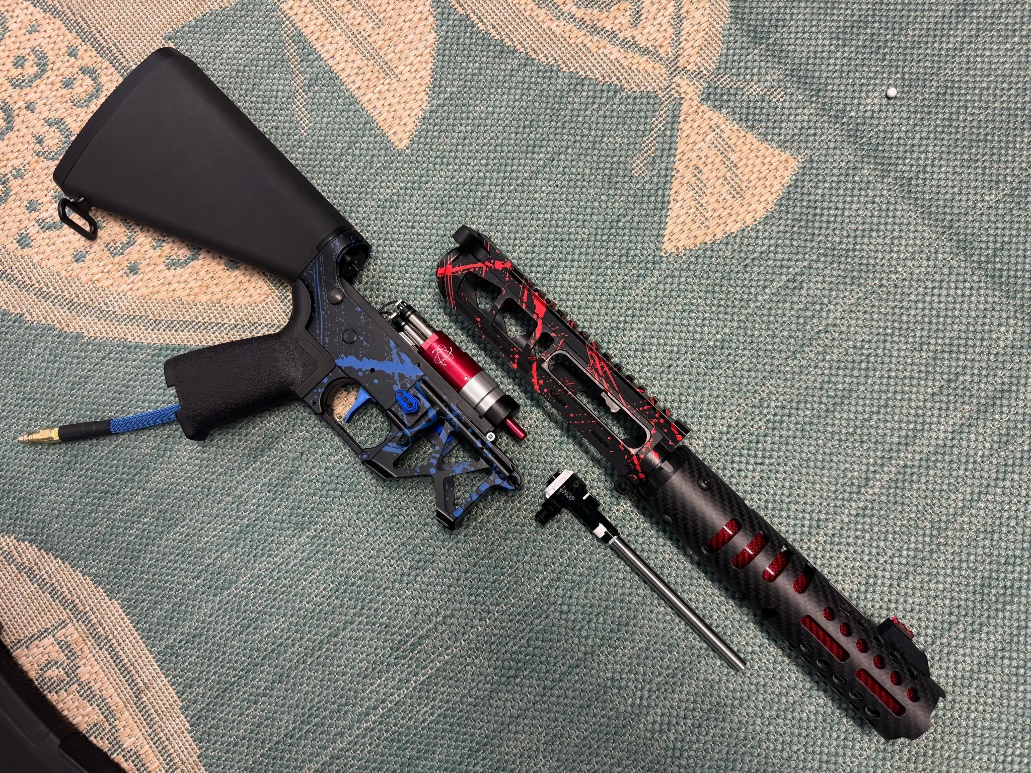 KA Tech MAC Polarstars F2 AR8 HPA M4 Stuby Type 2 Skeletonized Cerakote Splatter - KA Tech Airsoft - Polarstar F2