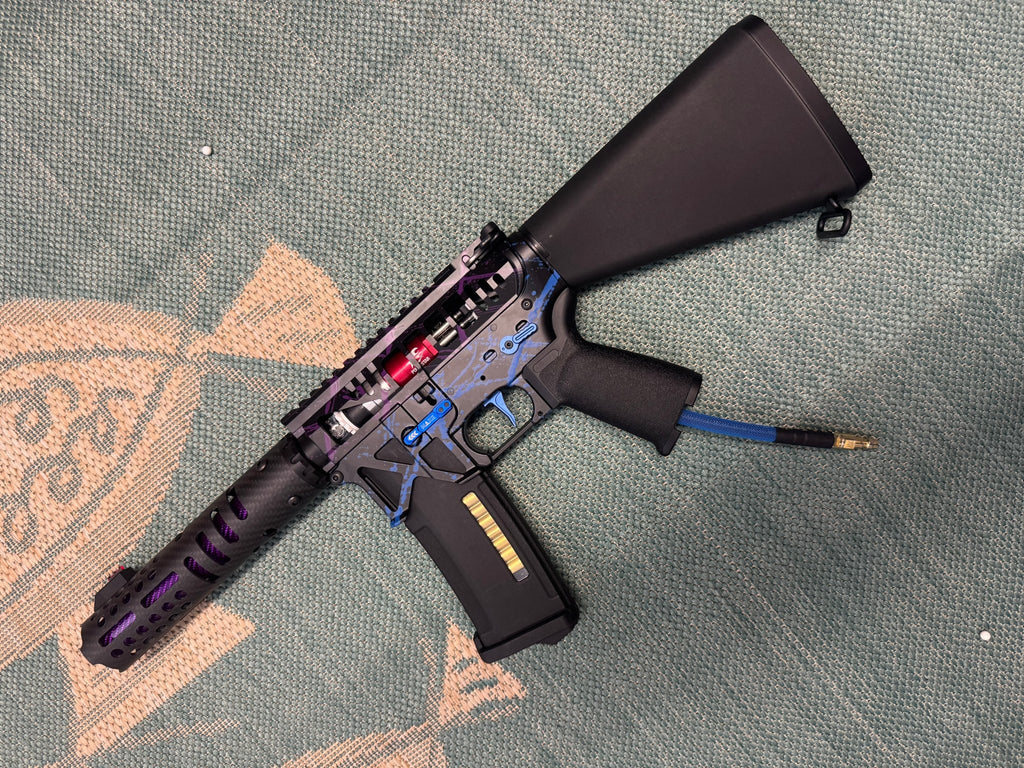 KA Tech MAC Polarstars F2 AR8 HPA M4 Stuby Type 2 Skeletonized Cerakote Splatter - KA Tech Airsoft - Polarstar F2