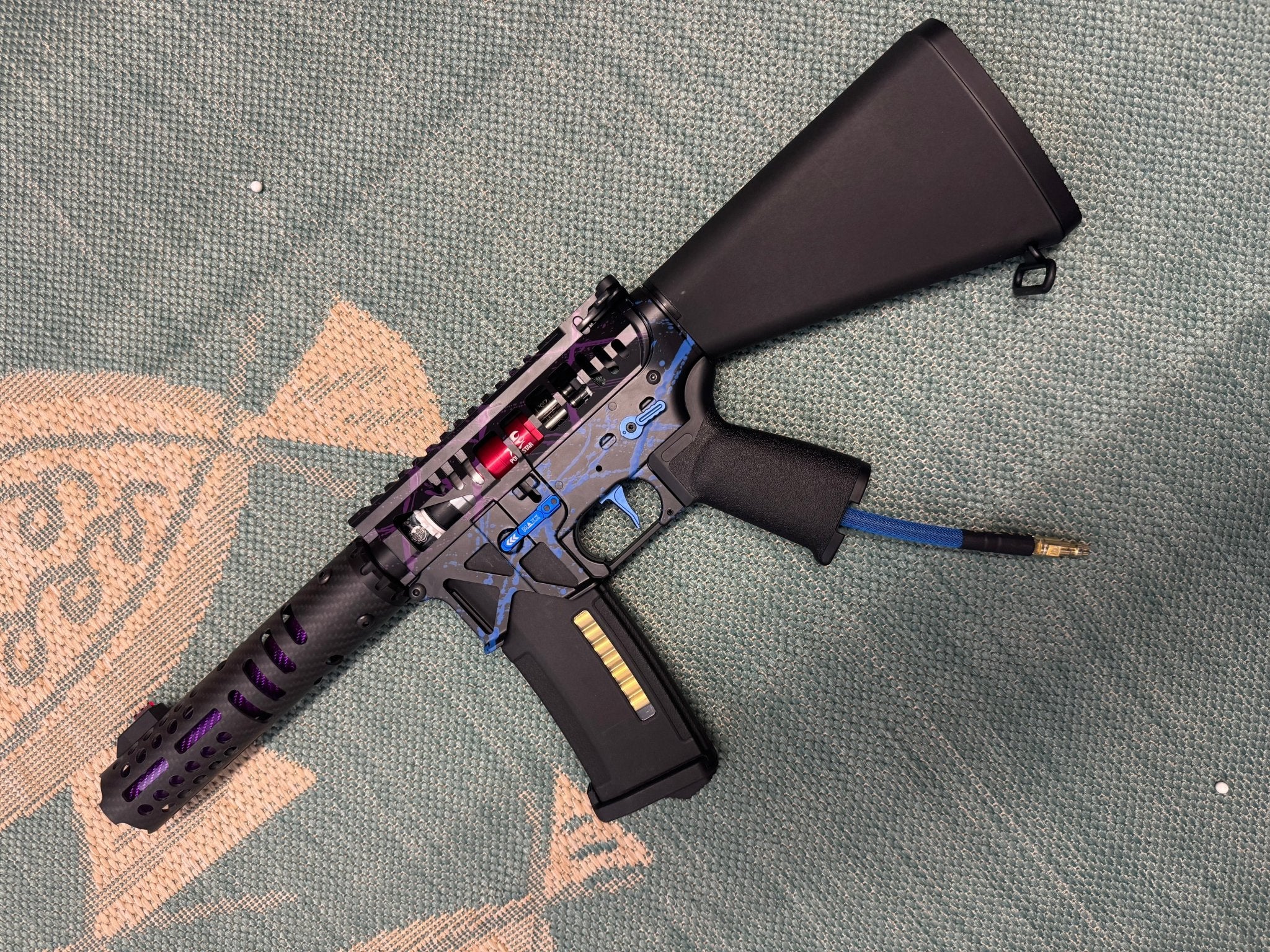 KA Tech MAC Polarstars F2 AR8 HPA M4 Stuby Type 2 Skeletonized Cerakote Splatter - KA Tech Airsoft - Polarstar F2