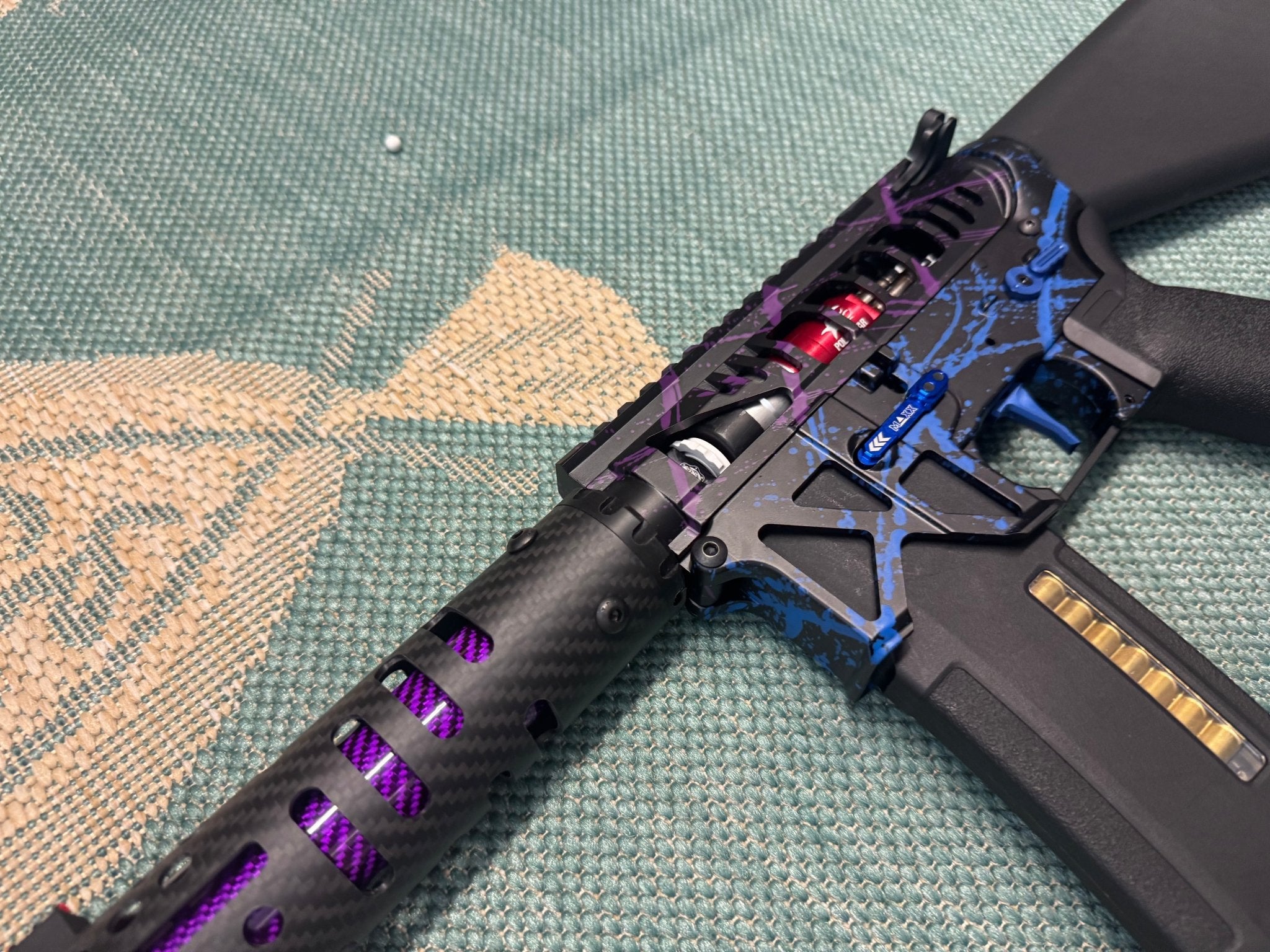 KA Tech MAC Polarstars F2 AR8 HPA M4 Stuby Type 2 Skeletonized Cerakote Splatter - KA Tech Airsoft - Polarstar F2