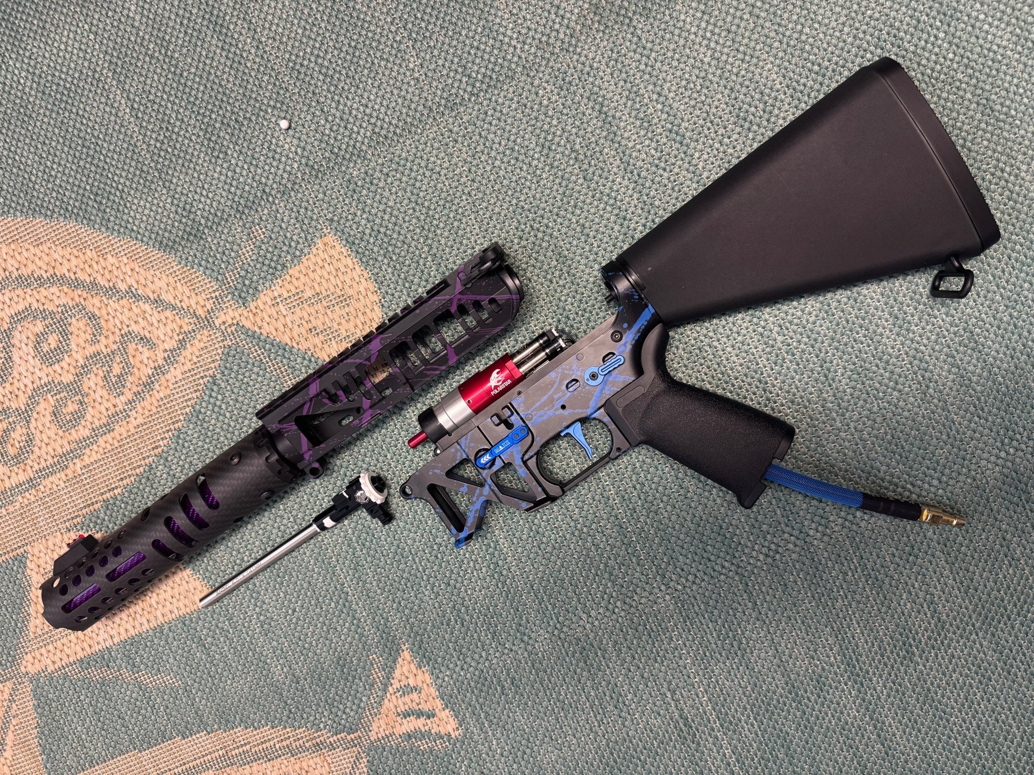 KA Tech MAC Polarstars F2 AR8 HPA M4 Stuby Type 2 Skeletonized Cerakote Splatter - KA Tech Airsoft - Polarstar F2