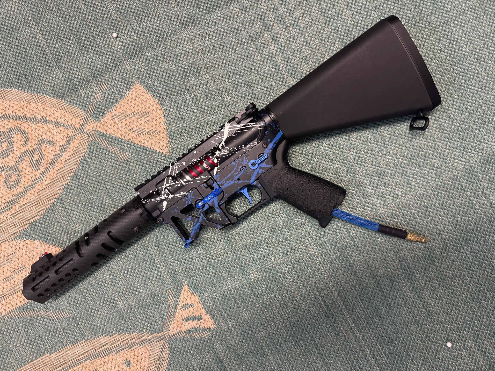 KA Tech MAC Polarstars F2 AR8 HPA M4 Stuby Type 2 Skeletonized Cerakote Splatter - KA Tech Airsoft - Polarstar F2