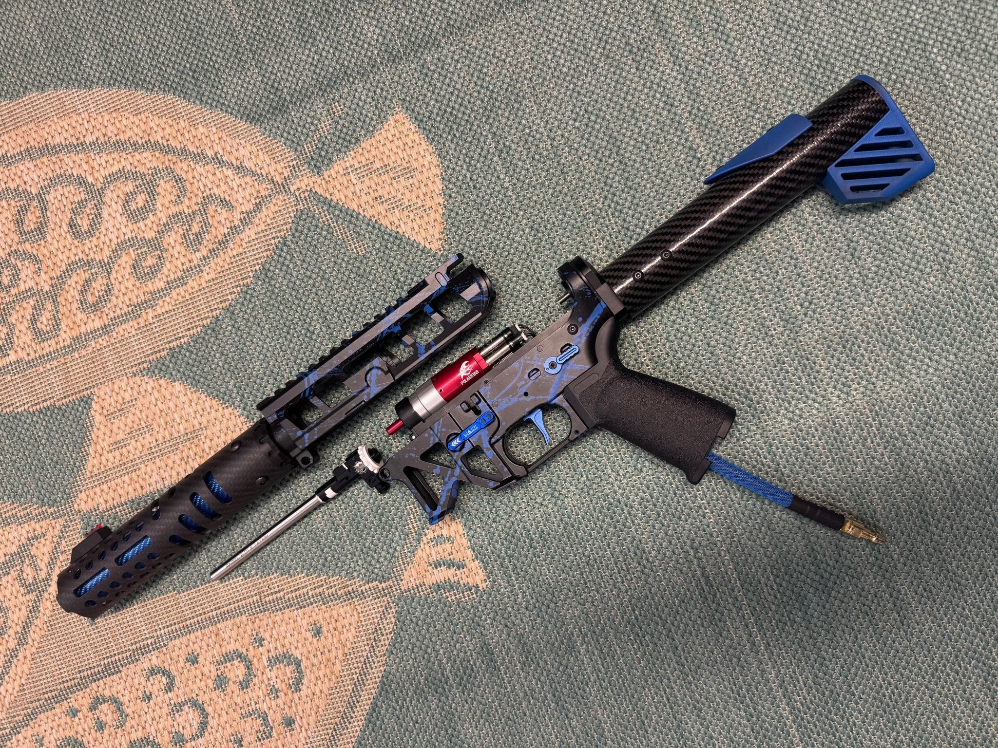 KA Tech MAC Polarstars F2 AR8 HPA M4 Carbon Type 2 Skeletonized Cerakote Splatter - KA Tech Airsoft - Polarstar F2