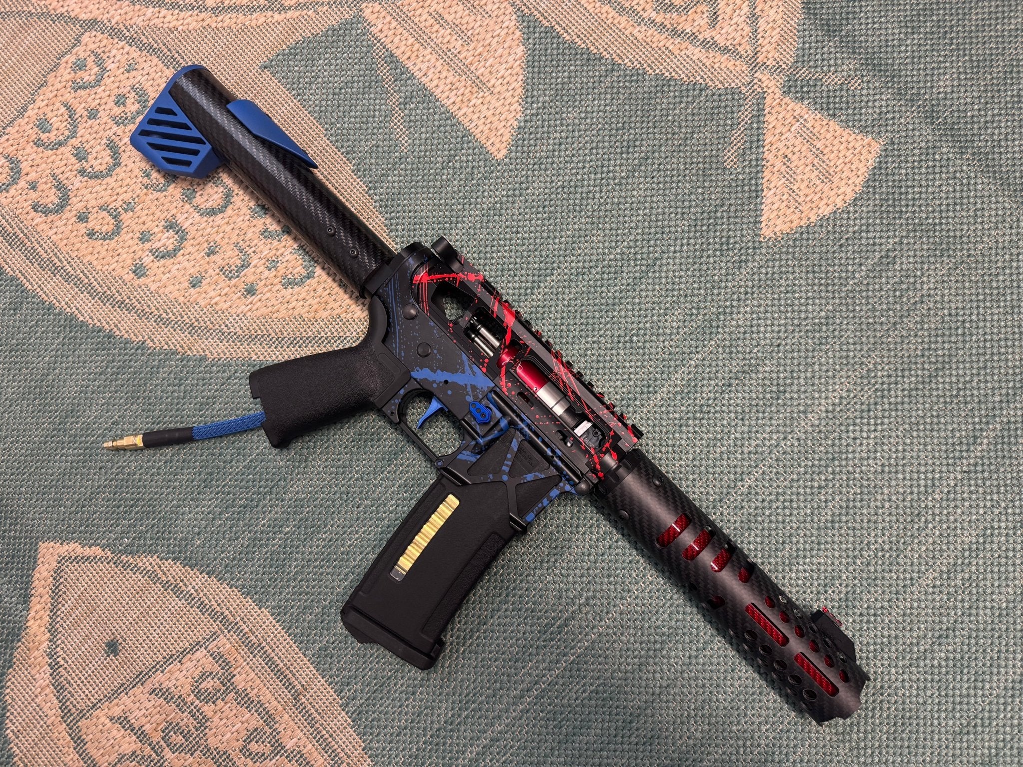 KA Tech MAC Polarstars F2 AR8 HPA M4 Carbon Type 2 Skeletonized Cerakote Splatter - KA Tech Airsoft - Polarstar F2