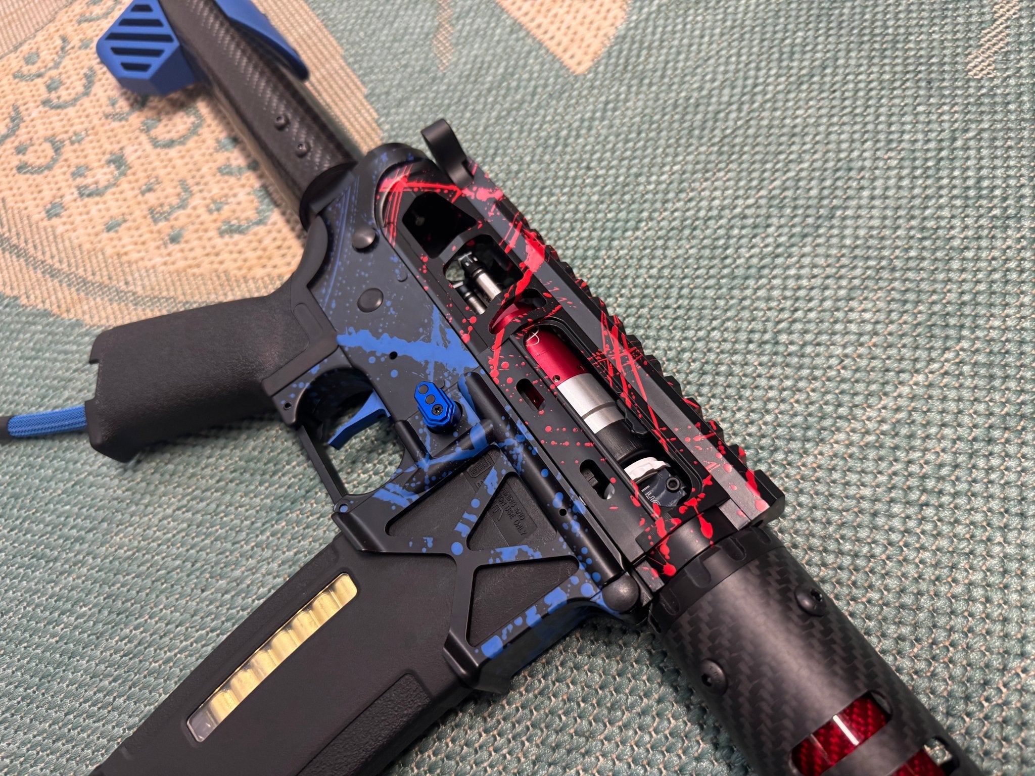 KA Tech MAC Polarstars F2 AR8 HPA M4 Carbon Type 2 Skeletonized Cerakote Splatter - KA Tech Airsoft - Polarstar F2