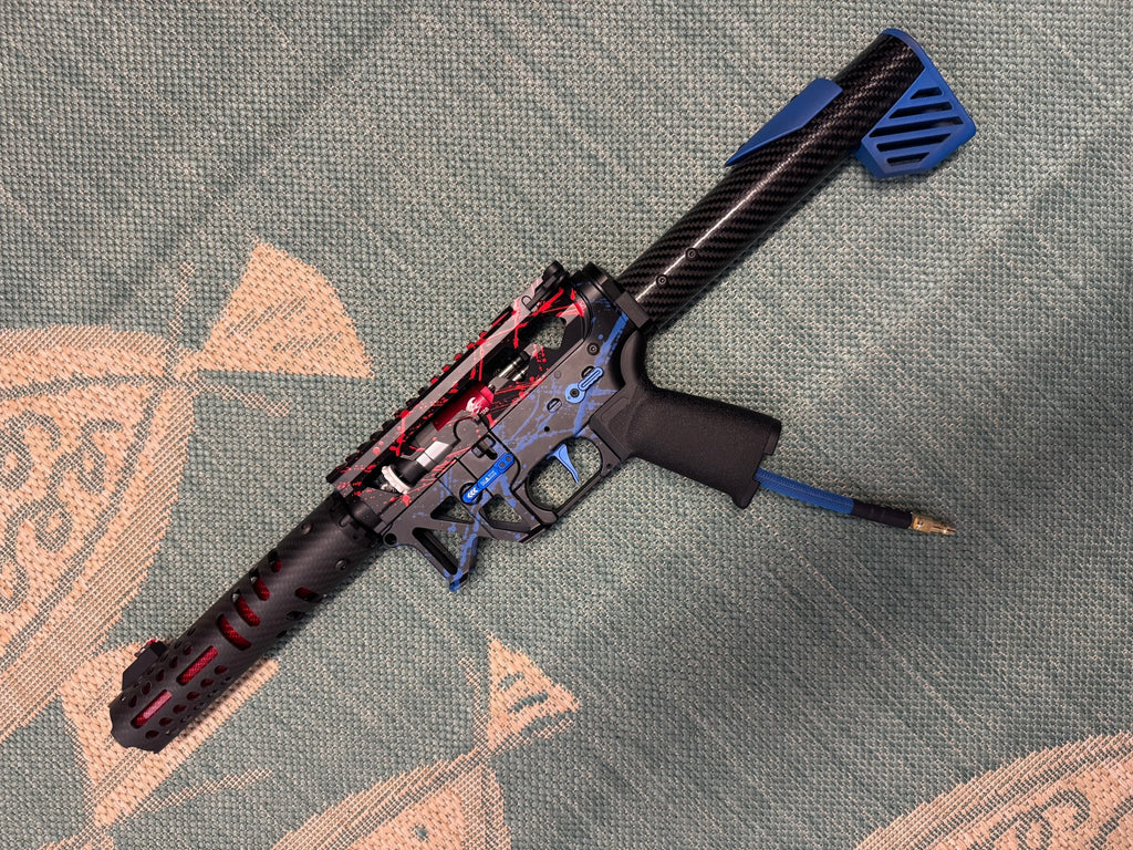 KA Tech MAC Polarstars F2 AR8 HPA M4 Carbon Type 2 Skeletonized Cerakote Splatter - KA Tech Airsoft - Polarstar F2