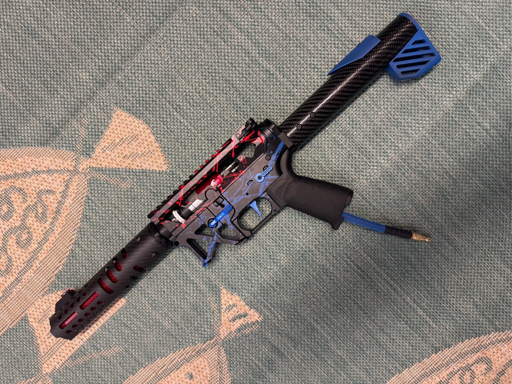 KA Tech MAC Polarstars F2 AR8 HPA M4 Carbon Type 2 Skeletonized Cerakote Splatter - KA Tech Airsoft - Polarstar F2