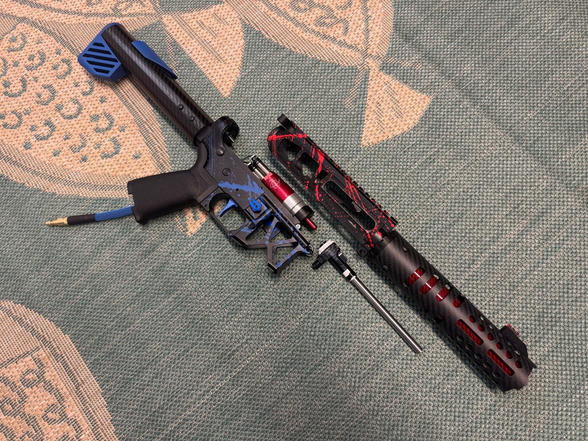 KA Tech MAC Polarstars F2 AR8 HPA M4 Carbon Type 2 Skeletonized Cerakote Splatter - KA Tech Airsoft - Polarstar F2