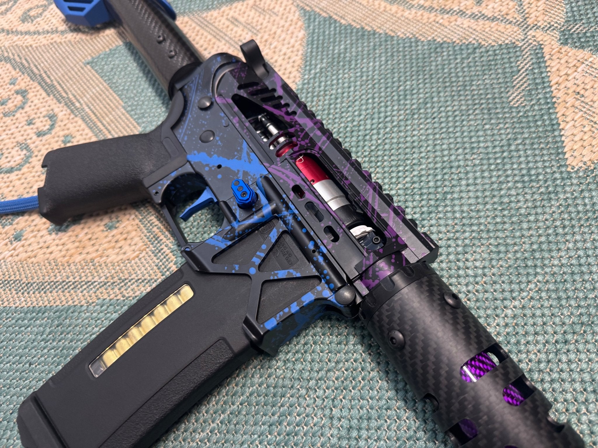 KA Tech MAC Polarstars F2 AR8 HPA M4 Carbon Type 2 Skeletonized Cerakote Splatter - KA Tech Airsoft - Polarstar F2