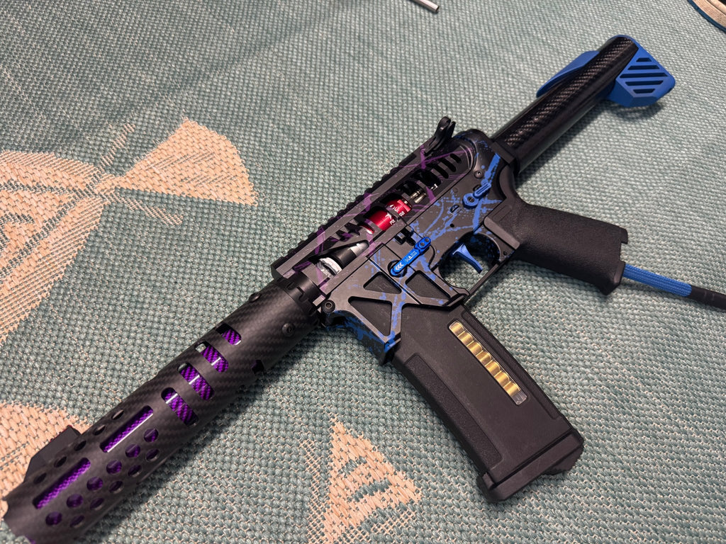 KA Tech MAC Polarstars F2 AR8 HPA M4 Carbon Type 2 Skeletonized Cerakote Splatter - KA Tech Airsoft - Polarstar F2