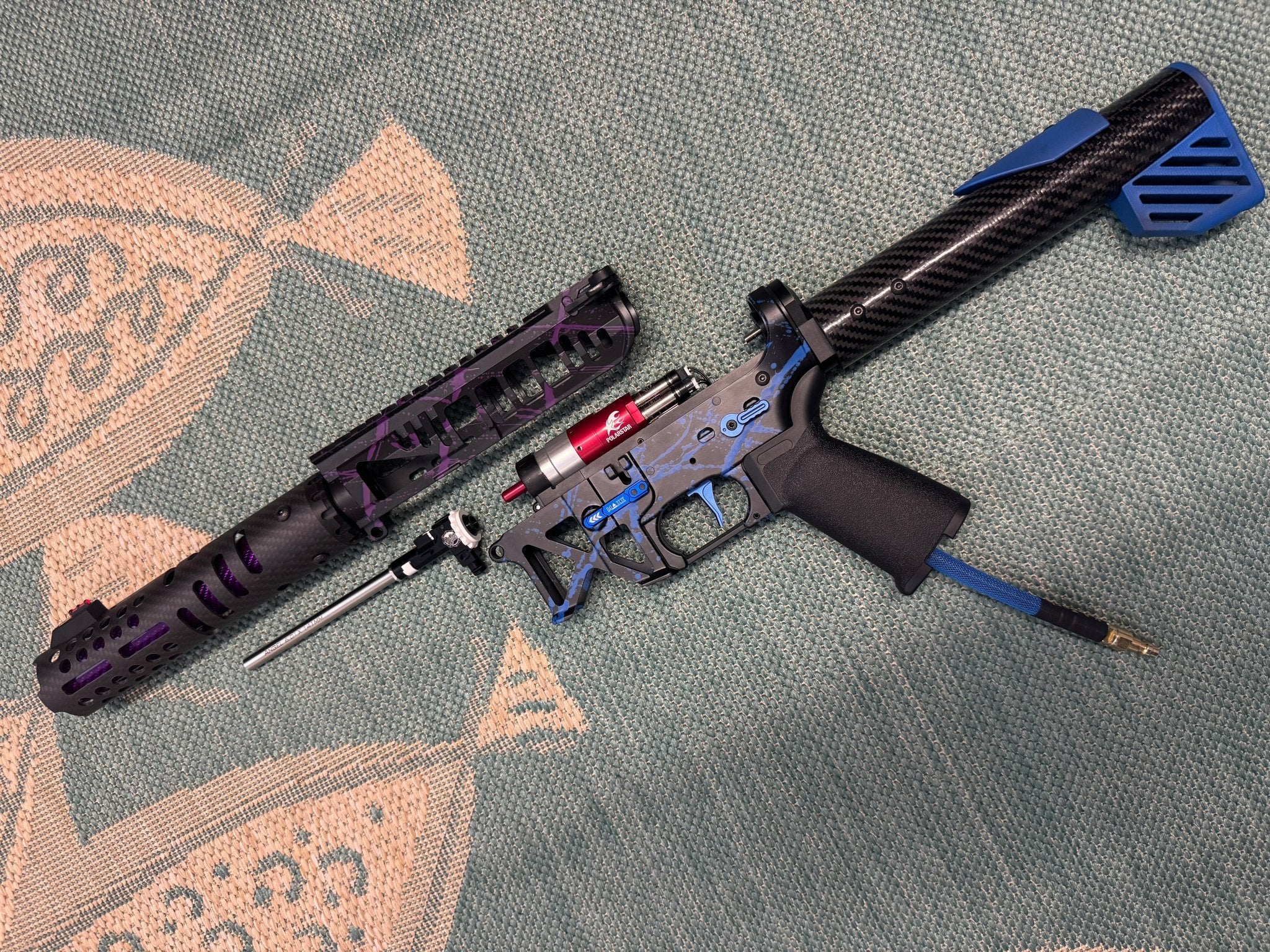 KA Tech MAC Polarstars F2 AR8 HPA M4 Carbon Type 2 Skeletonized Cerakote Splatter - KA Tech Airsoft - Polarstar F2