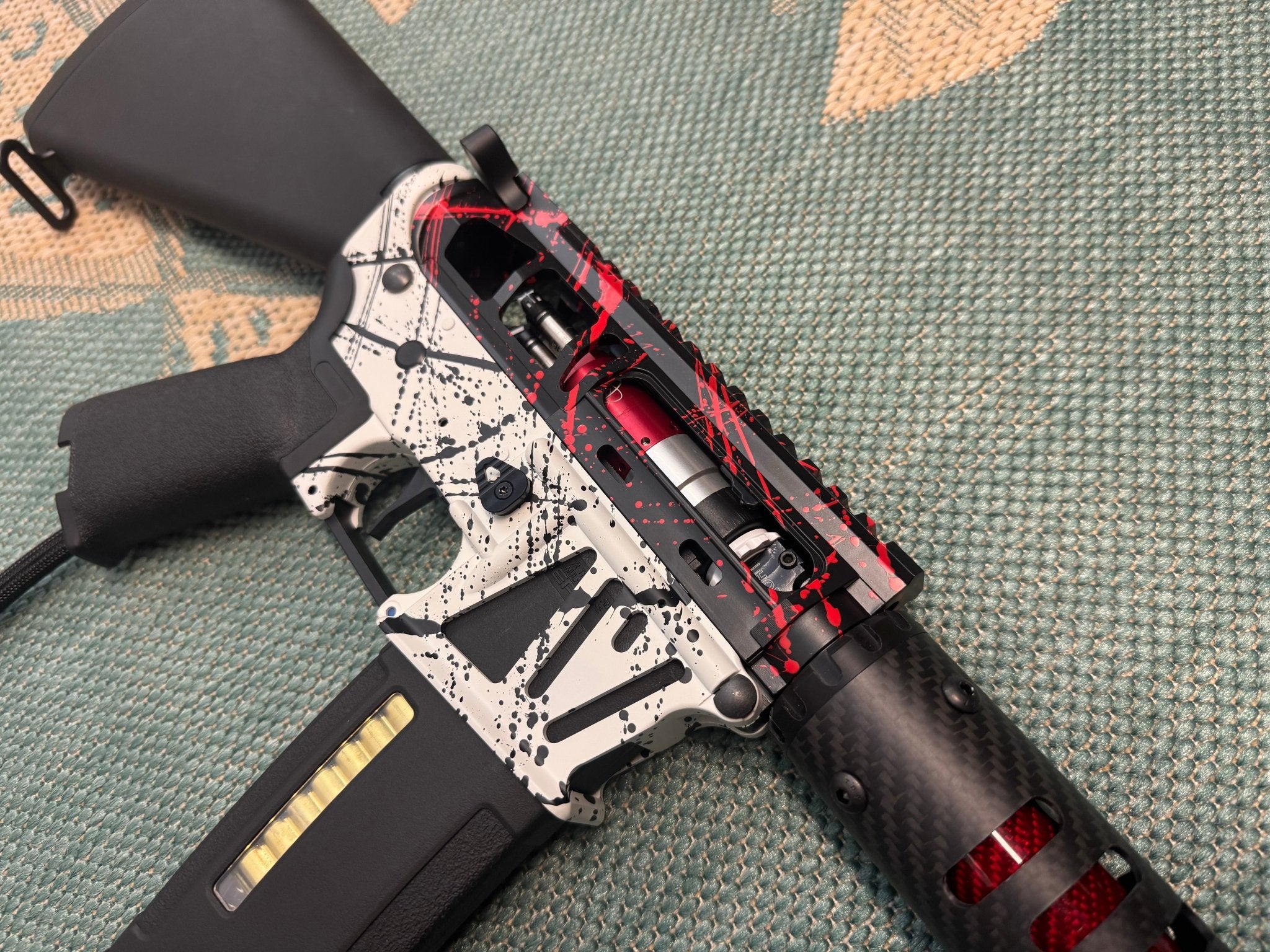 KA Tech MAC Airtac Polarstars F2 AR8 HPA M4 Stuby Type 4 Skeletonized Cerakote Splatter - KA Tech Airsoft - Polarstar F2