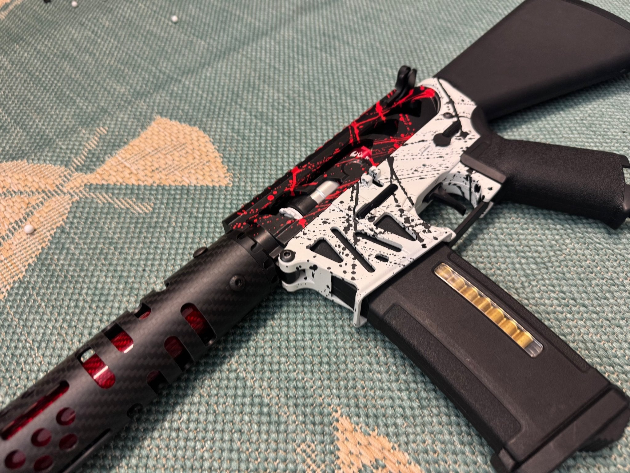 KA Tech MAC Airtac Polarstars F2 AR8 HPA M4 Stuby Type 4 Skeletonized Cerakote Splatter - KA Tech Airsoft - Polarstar F2