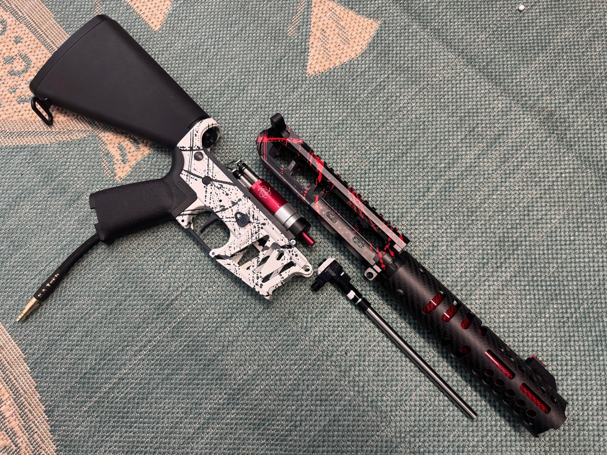 KA Tech MAC Airtac Polarstars F2 AR8 HPA M4 Stuby Type 4 Skeletonized Cerakote Splatter - KA Tech Airsoft - Polarstar F2
