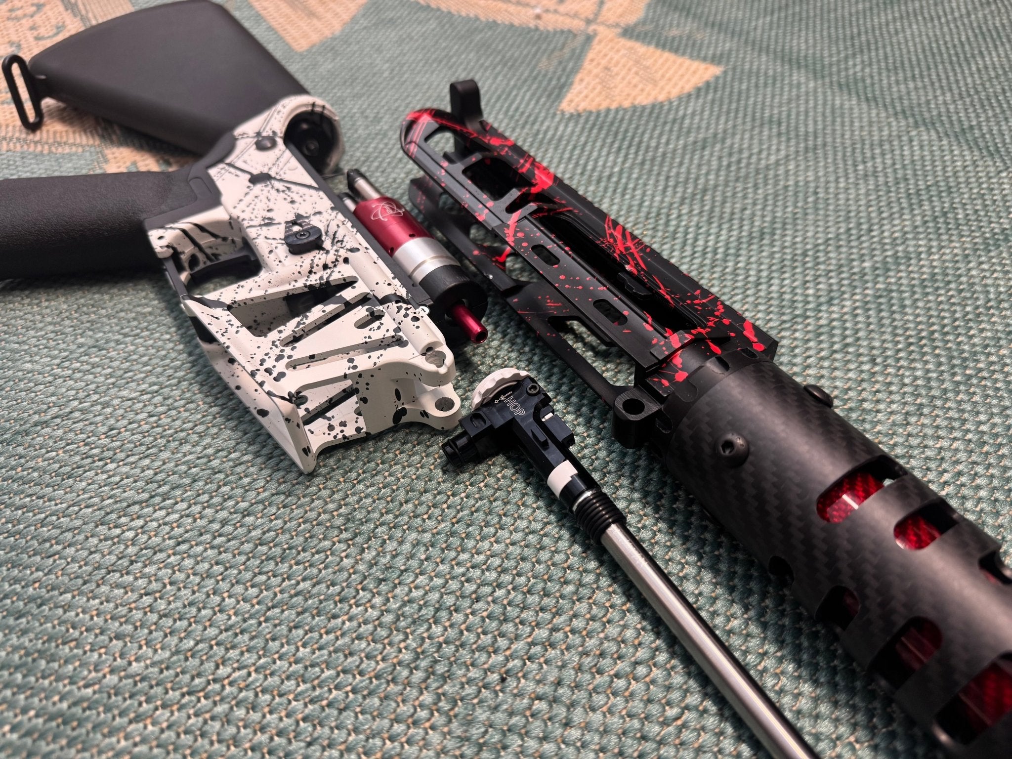 KA Tech MAC Airtac Polarstars F2 AR8 HPA M4 Stuby Type 4 Skeletonized Cerakote Splatter - KA Tech Airsoft - Polarstar F2