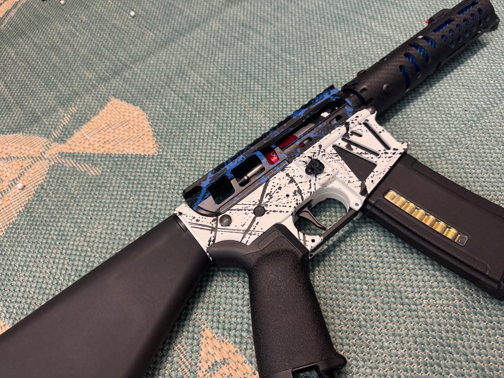 KA Tech MAC Airtac Polarstars F2 AR8 HPA M4 Stuby Type 4 Skeletonized Cerakote Splatter - KA Tech Airsoft - Polarstar F2