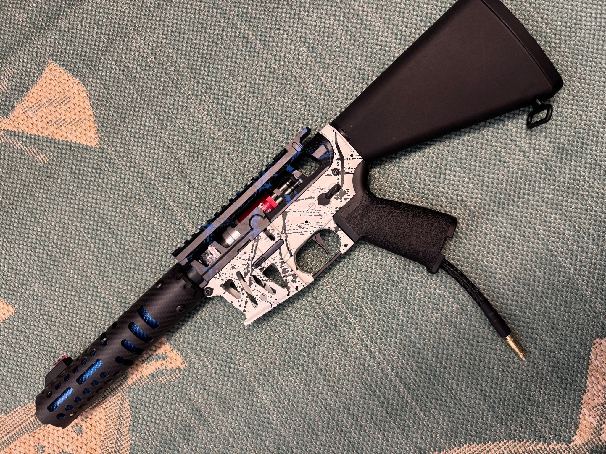 KA Tech MAC Airtac Polarstars F2 AR8 HPA M4 Stuby Type 4 Skeletonized Cerakote Splatter - KA Tech Airsoft - Polarstar F2